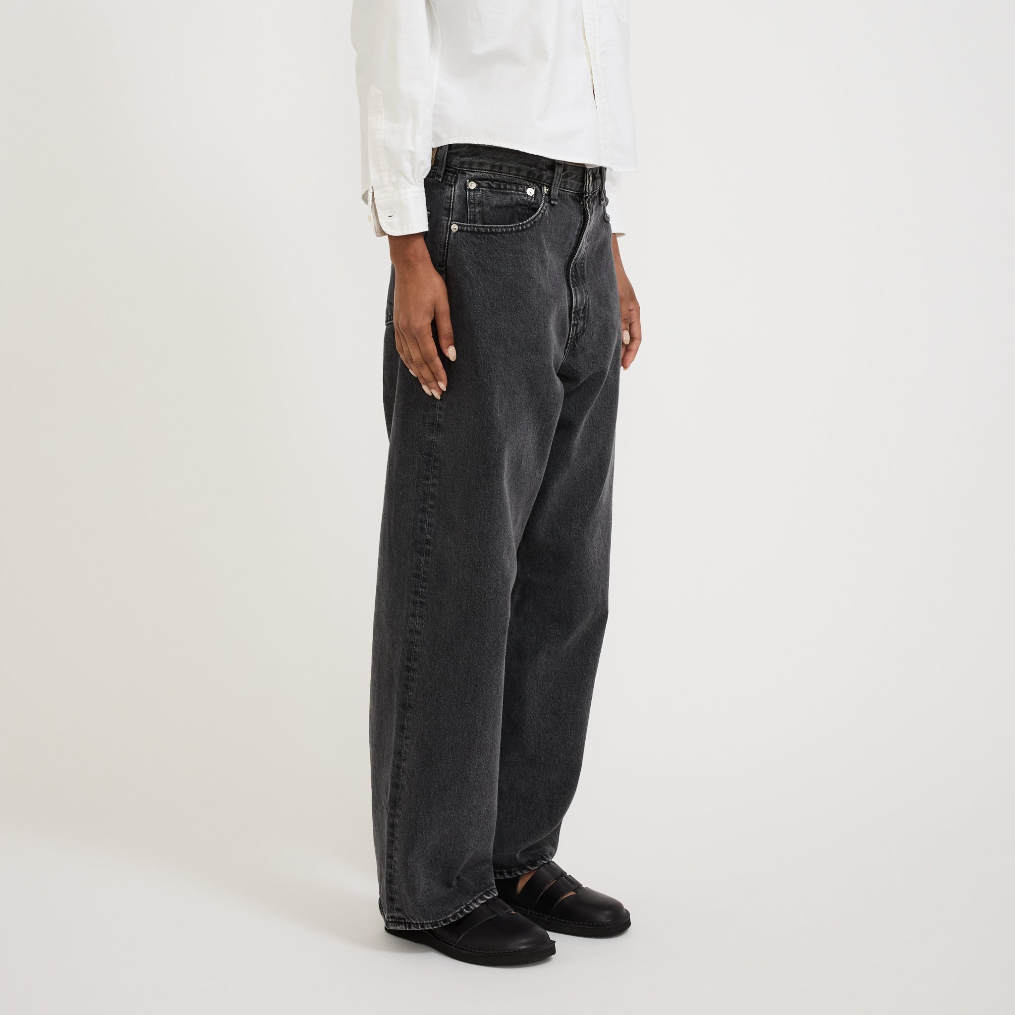 Super Dad's Denim Pants Black Denim Stone Womens