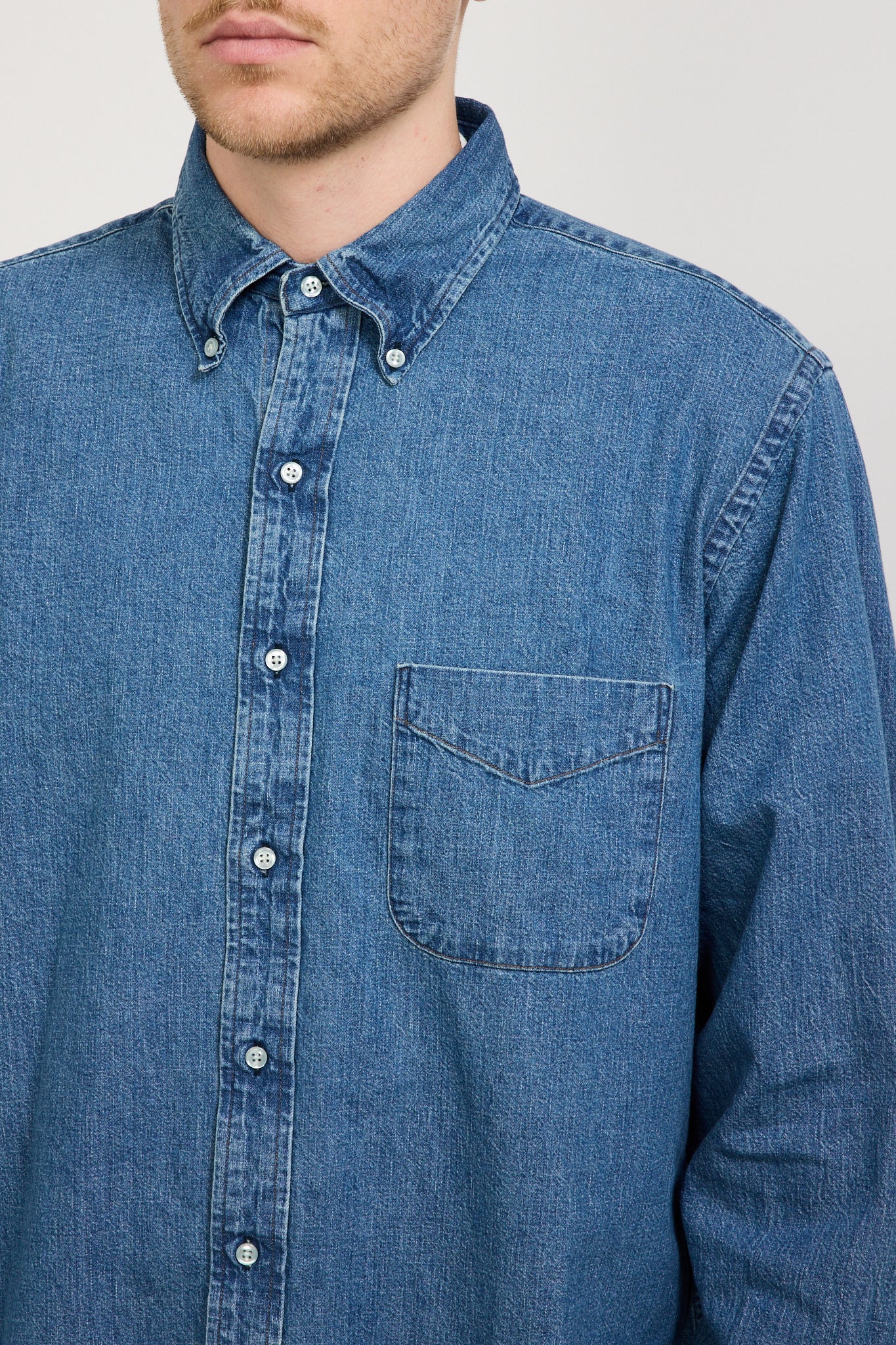 Orslow | Standard Button Down Shirt Denim Used | Maplestore