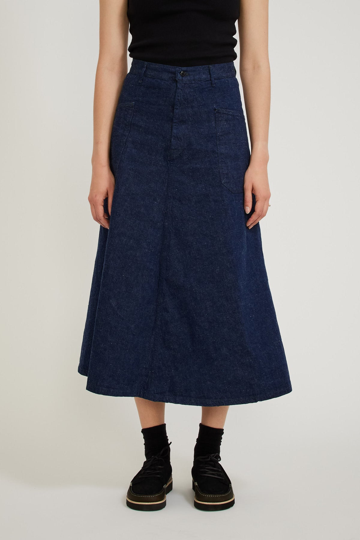Orslow US Navy Side Seamless Denim Long Skirt | Maplestore