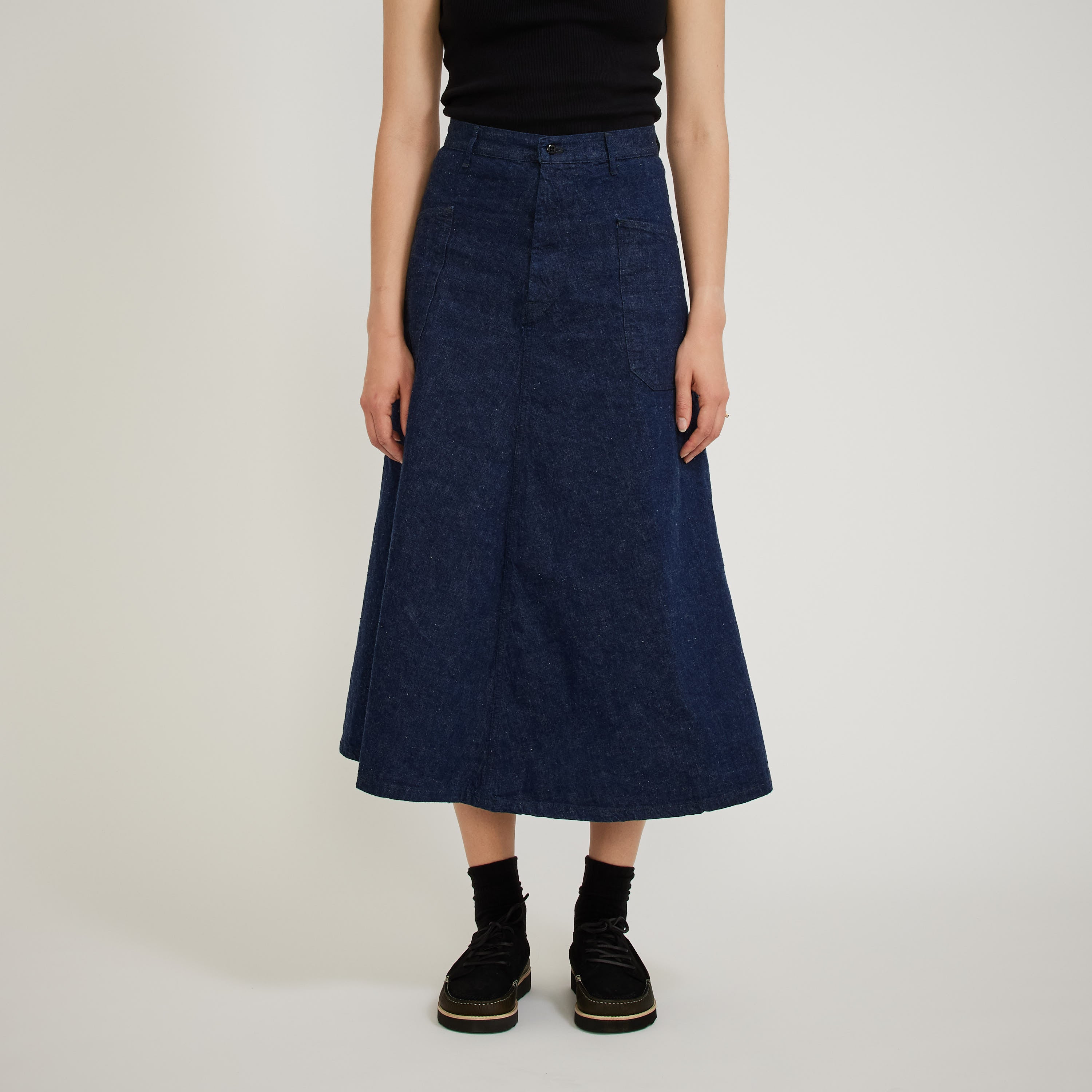 Orslow US Navy Side Seamless Denim Long Skirt | Maplestore