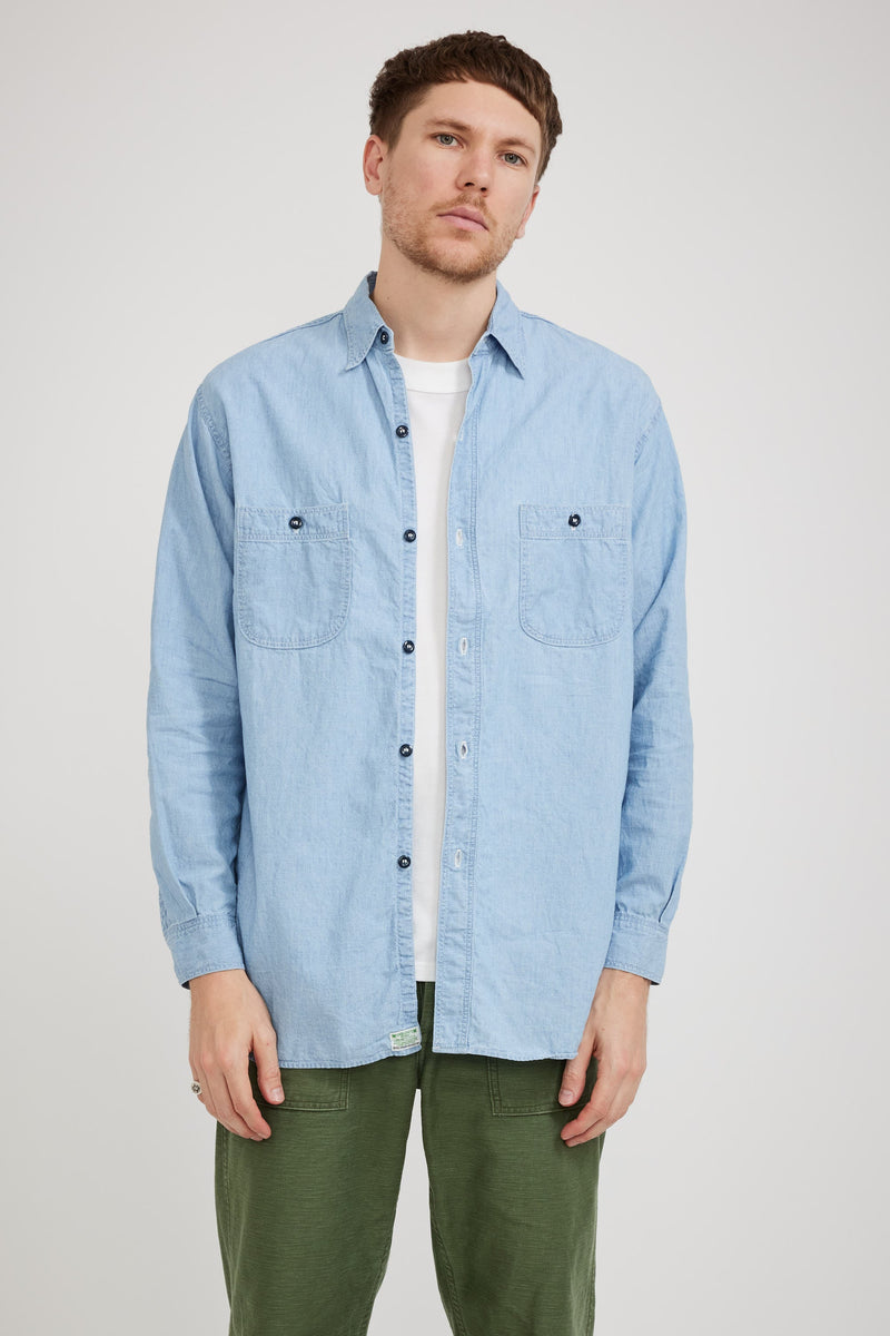 Orslow Vintage Fit Chambray Work Shirt Chambray Bleached | Maplestore