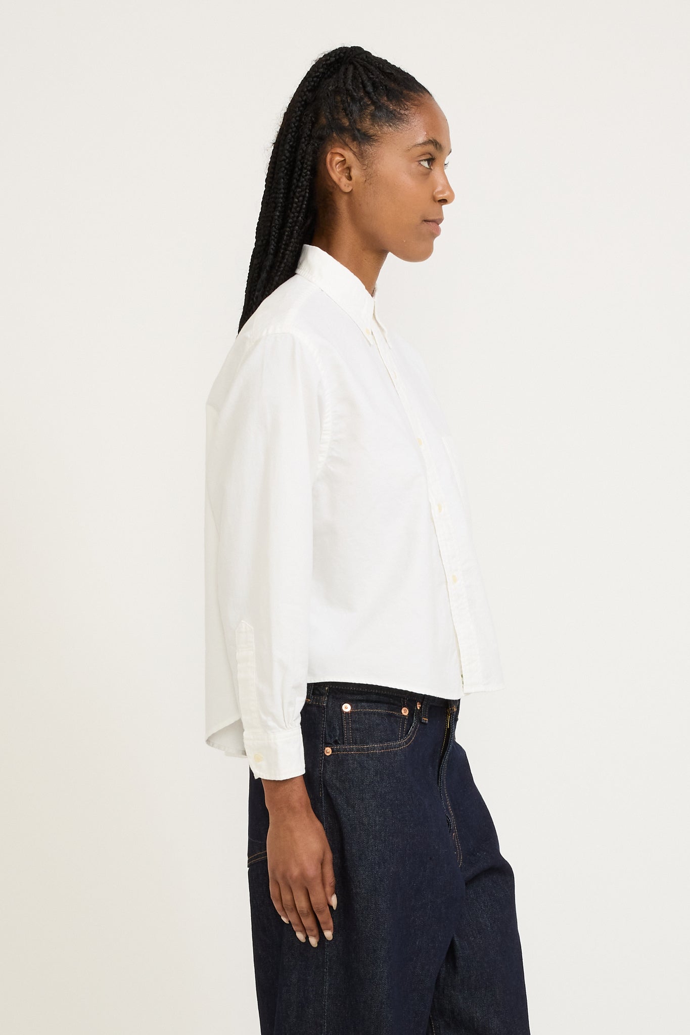 Short Button Down Shirt White