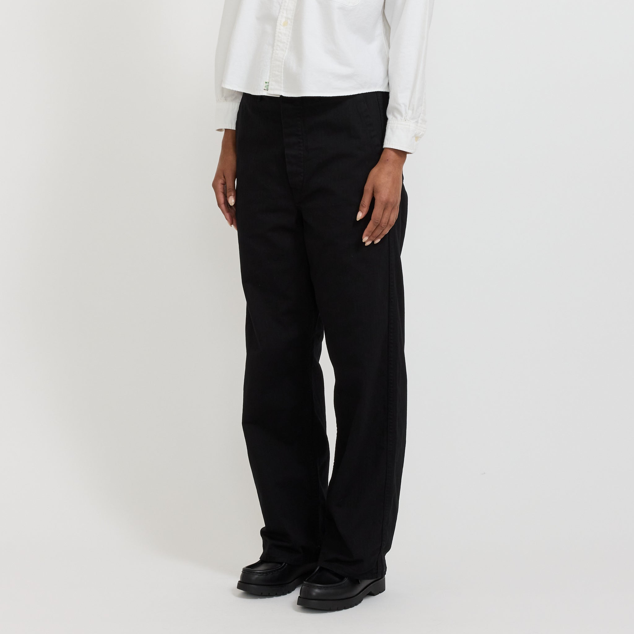Wide Fit French Work Pants Black Womens