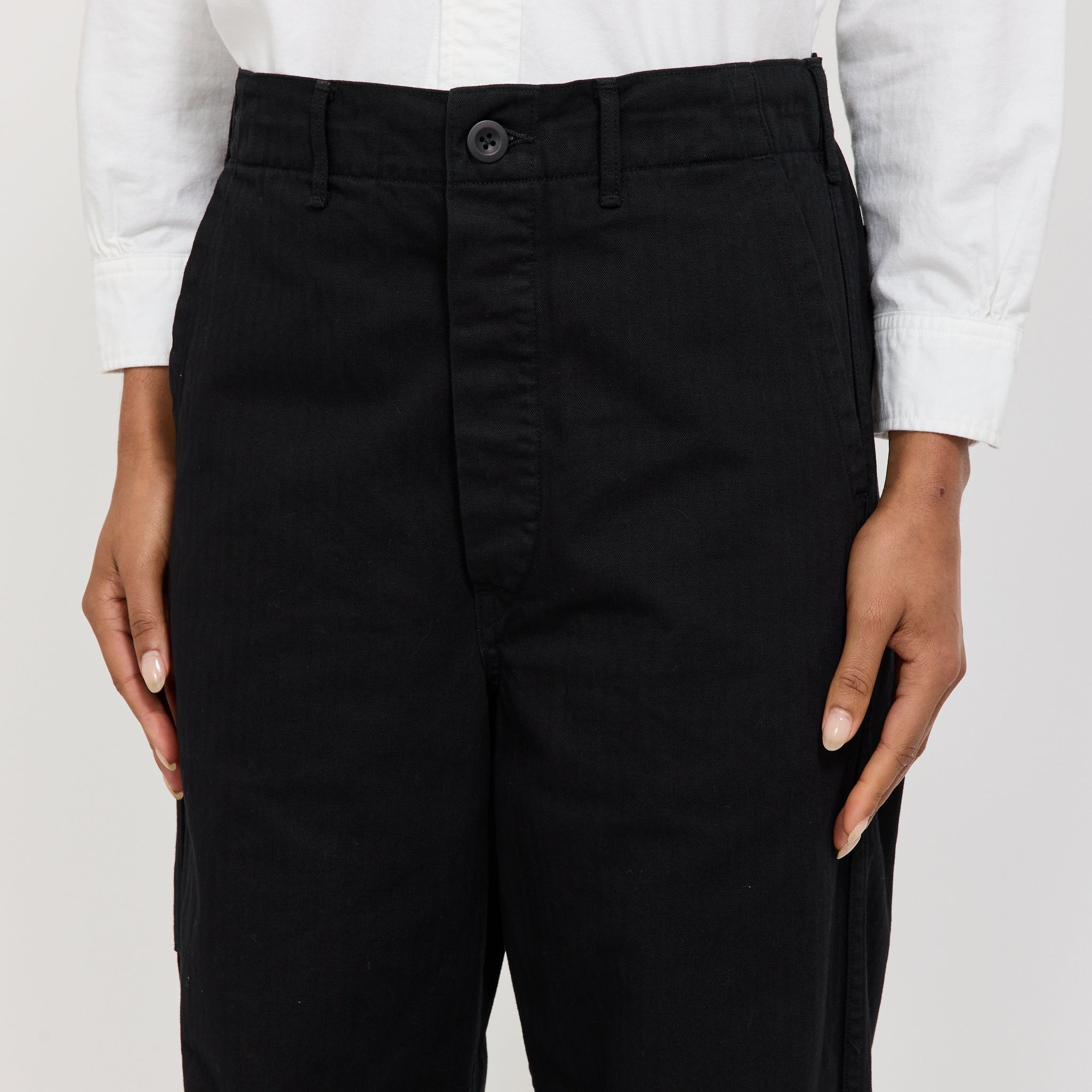 Wide Fit French Work Pants Black Womens