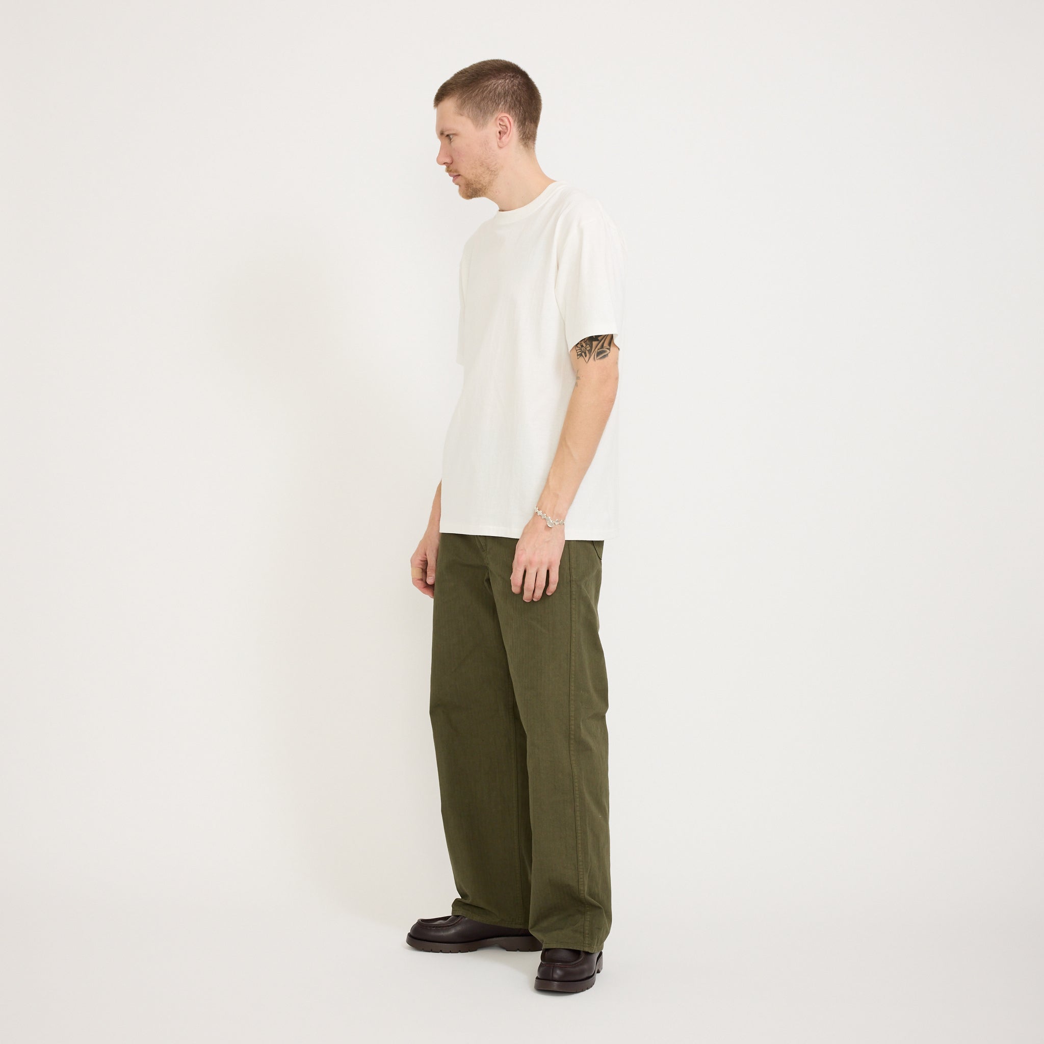 Wide Fit French Work Pants Army Green