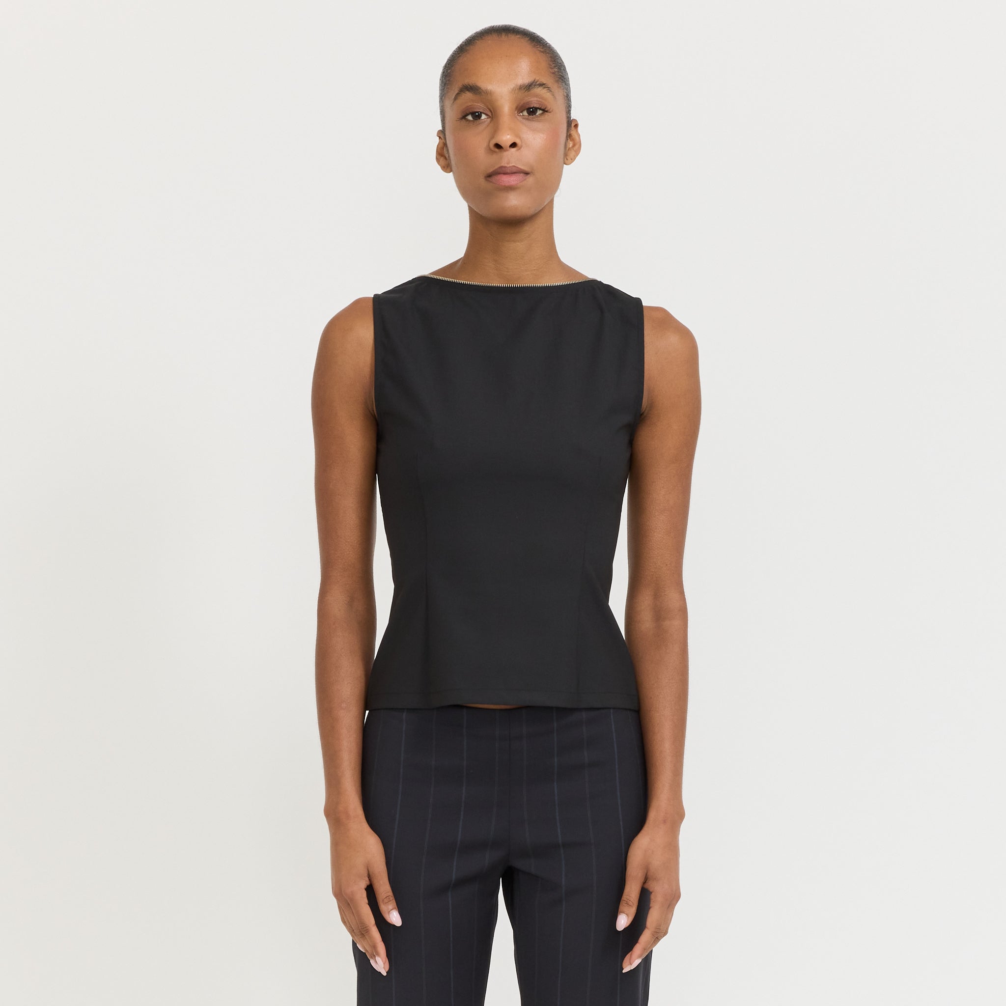 paloma wool ダークグレー ノースリーブ トップス SANS-Grey sleeveless wrap top with a side loop to tie the outer