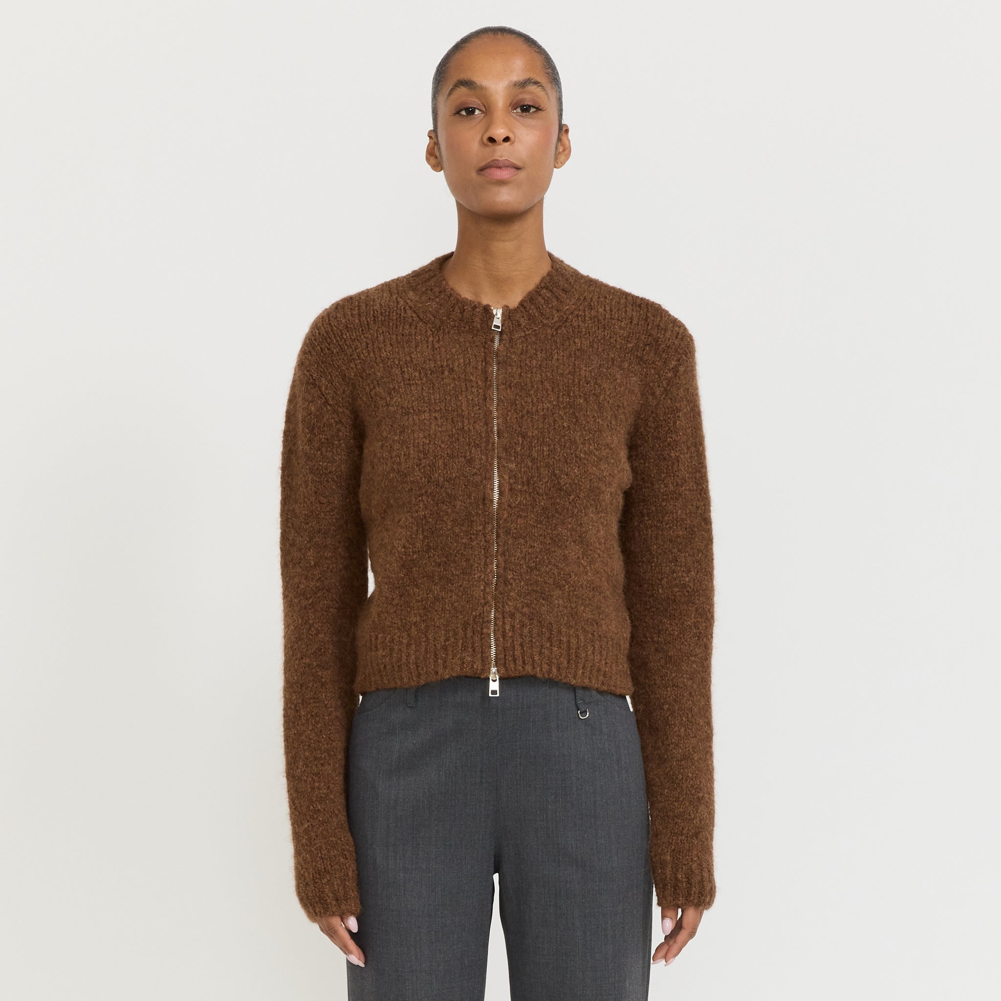 Paloma Wool Hasta Luego Zip Sweater Brown | Maplestore