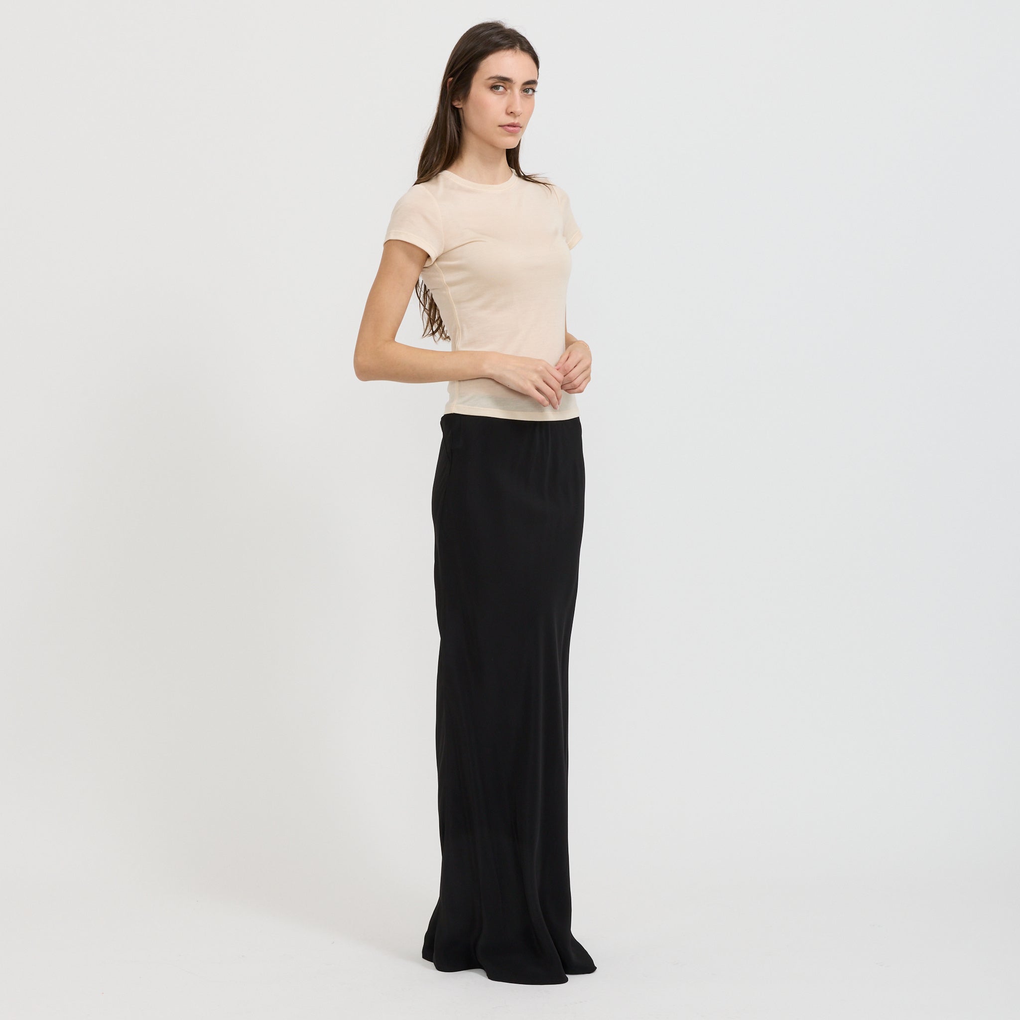 Paris Georgia | Bias Half Slip Silk Skirt Black | Maplestore