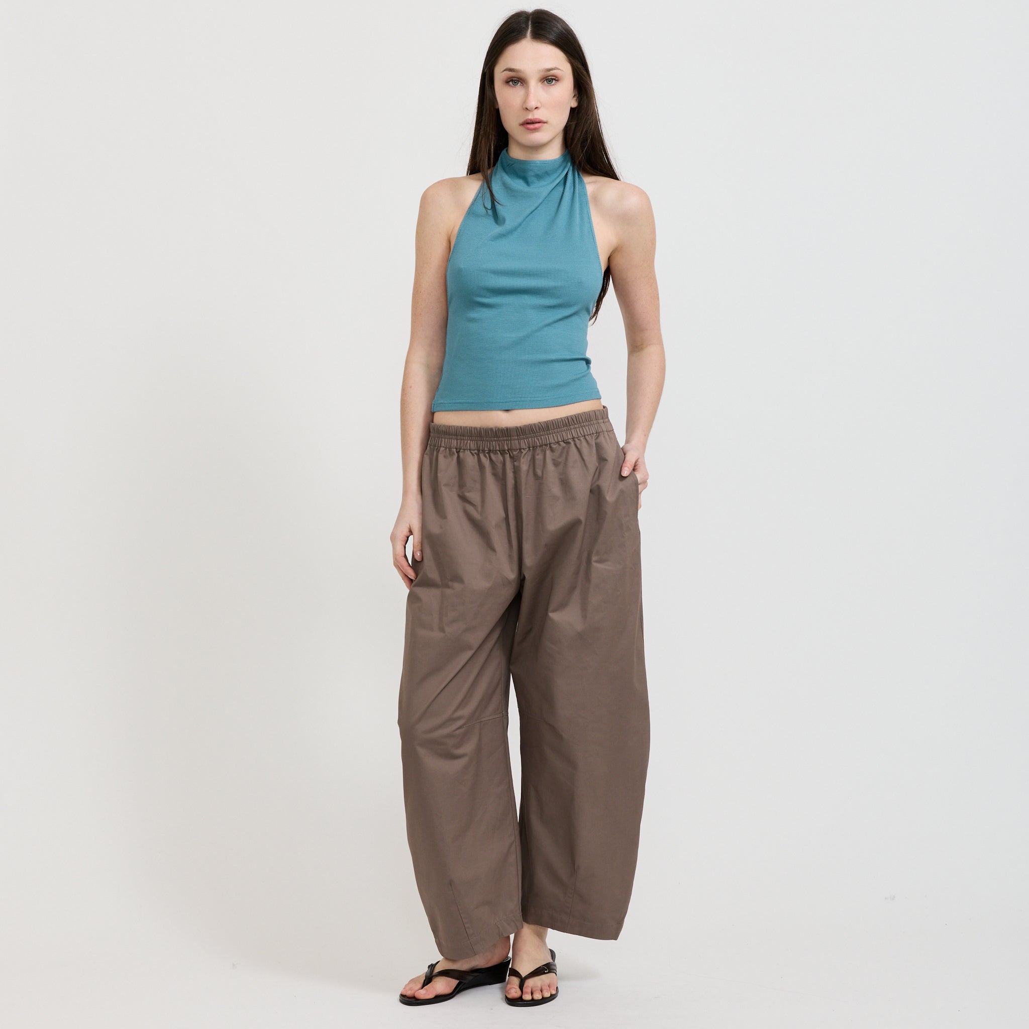 Elemental Rib High Neck Top Slate