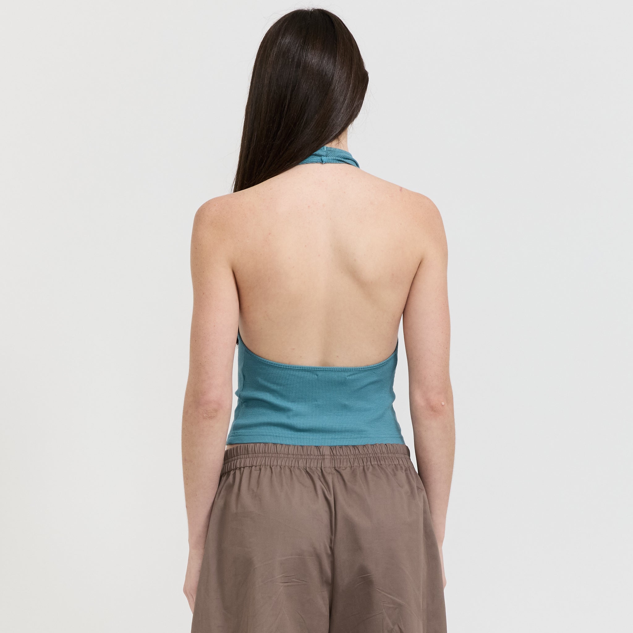 Elemental Rib High Neck Top Slate