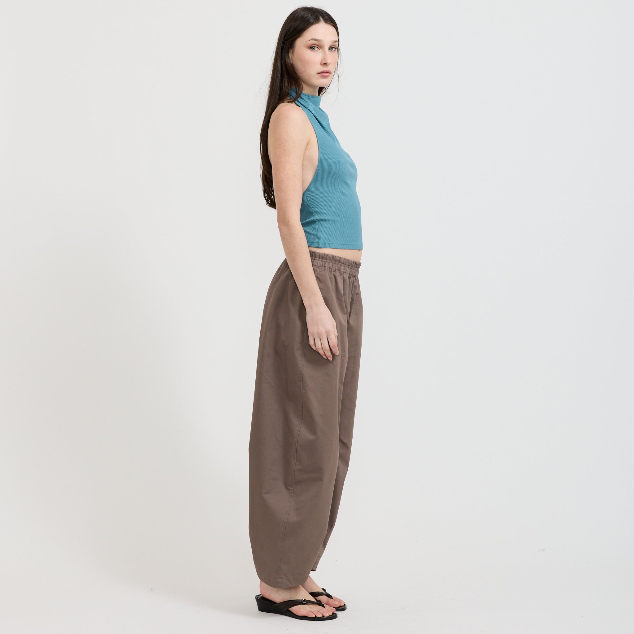 Elemental Rib High Neck Top Slate