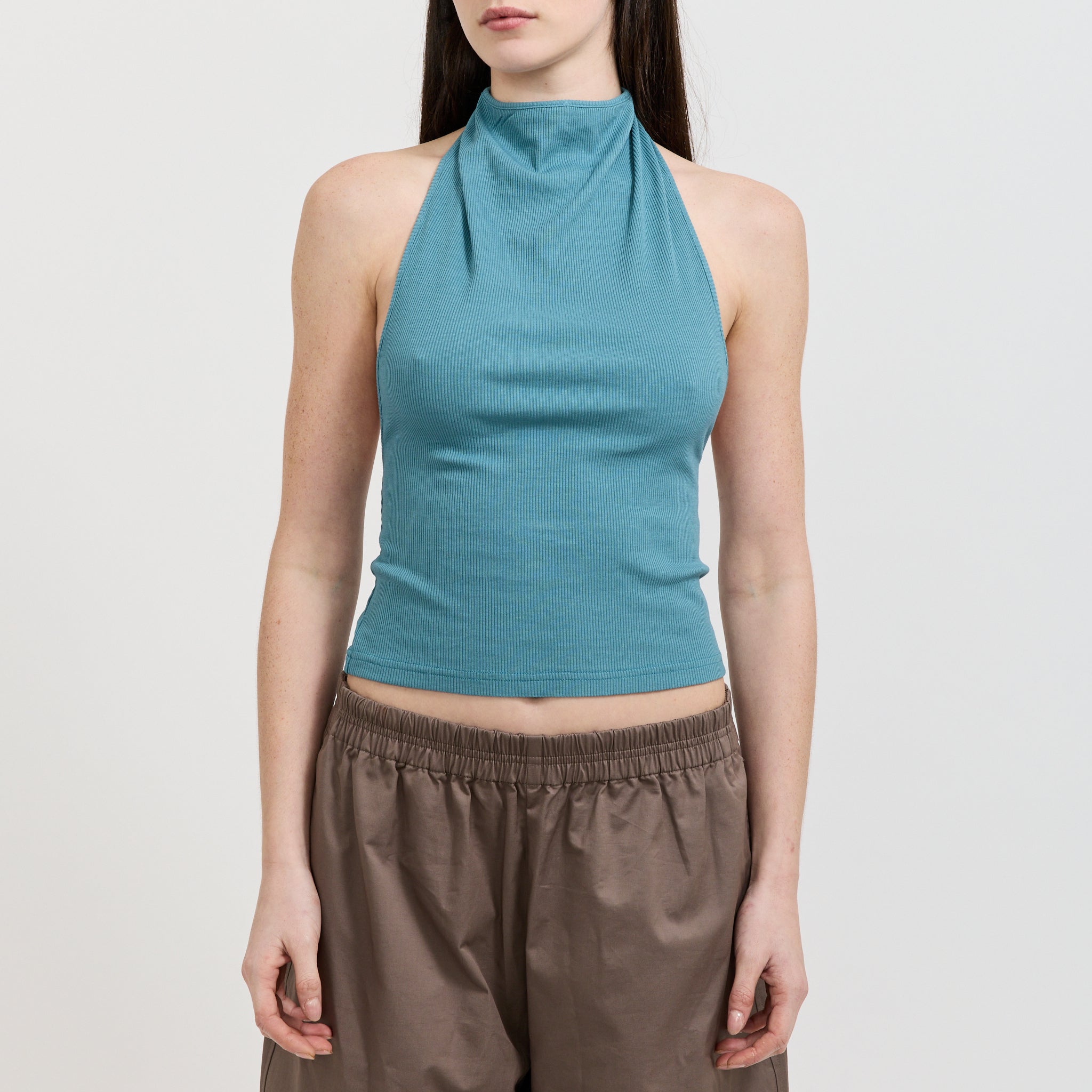 Elemental Rib High Neck Top Slate