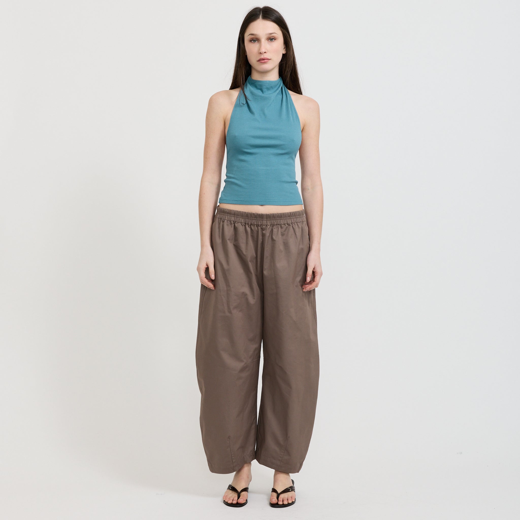 Elemental Rib High Neck Top Slate