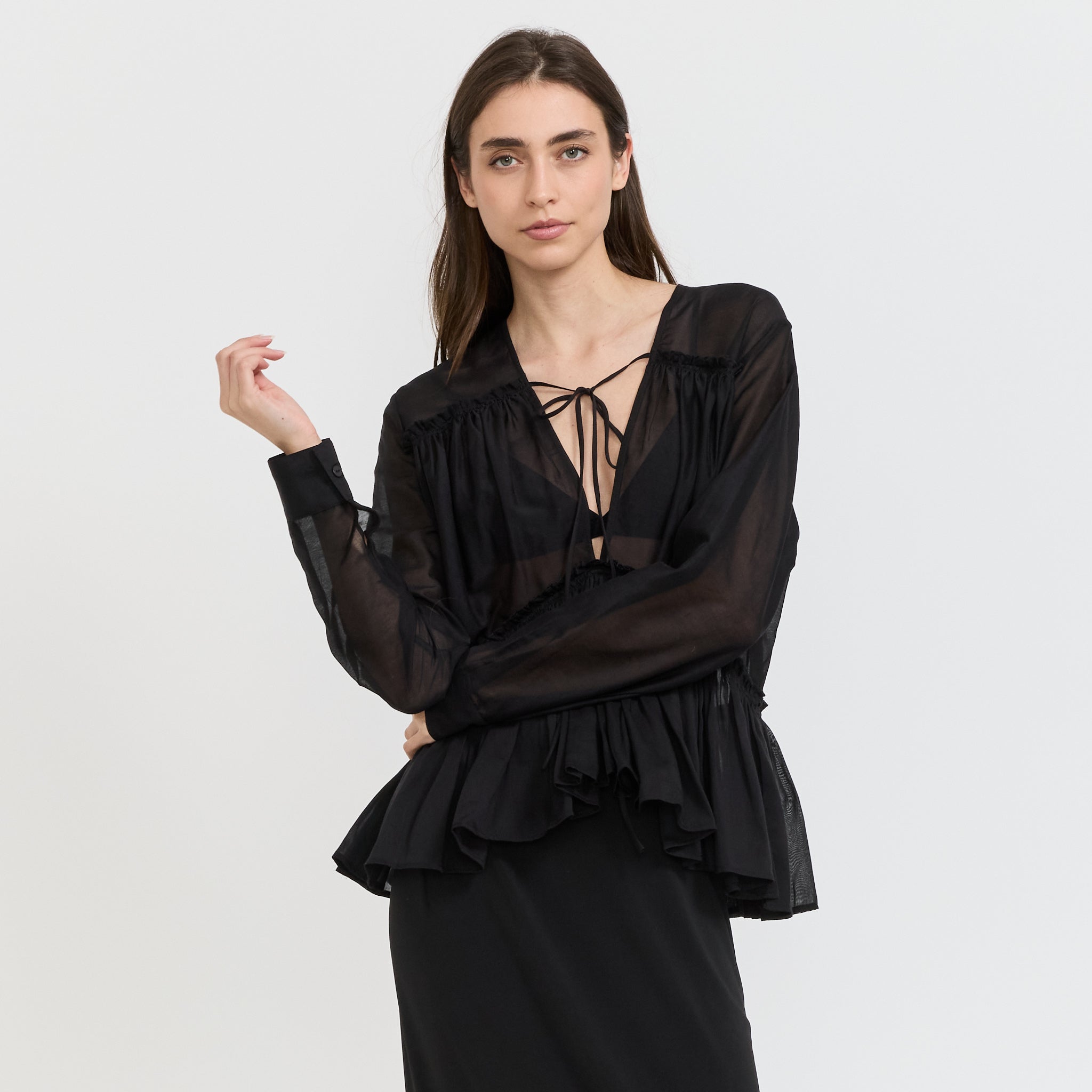 Paris Georgia | Silk Voile Top Black | Maplestore