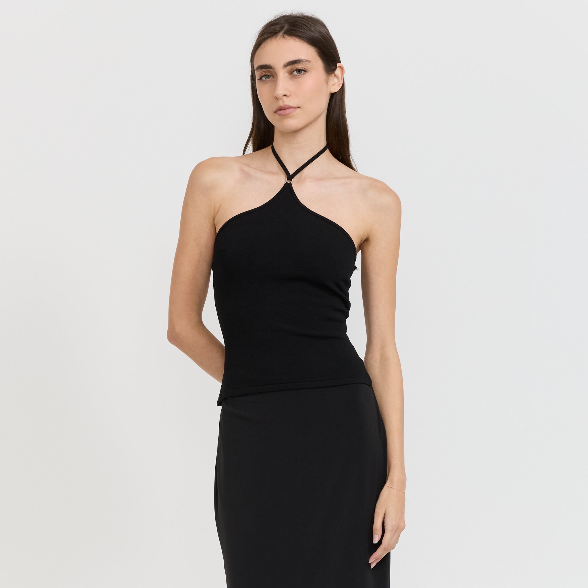 Paris Georgia | Halter Hardware Top Black Knitwear | Maplestore