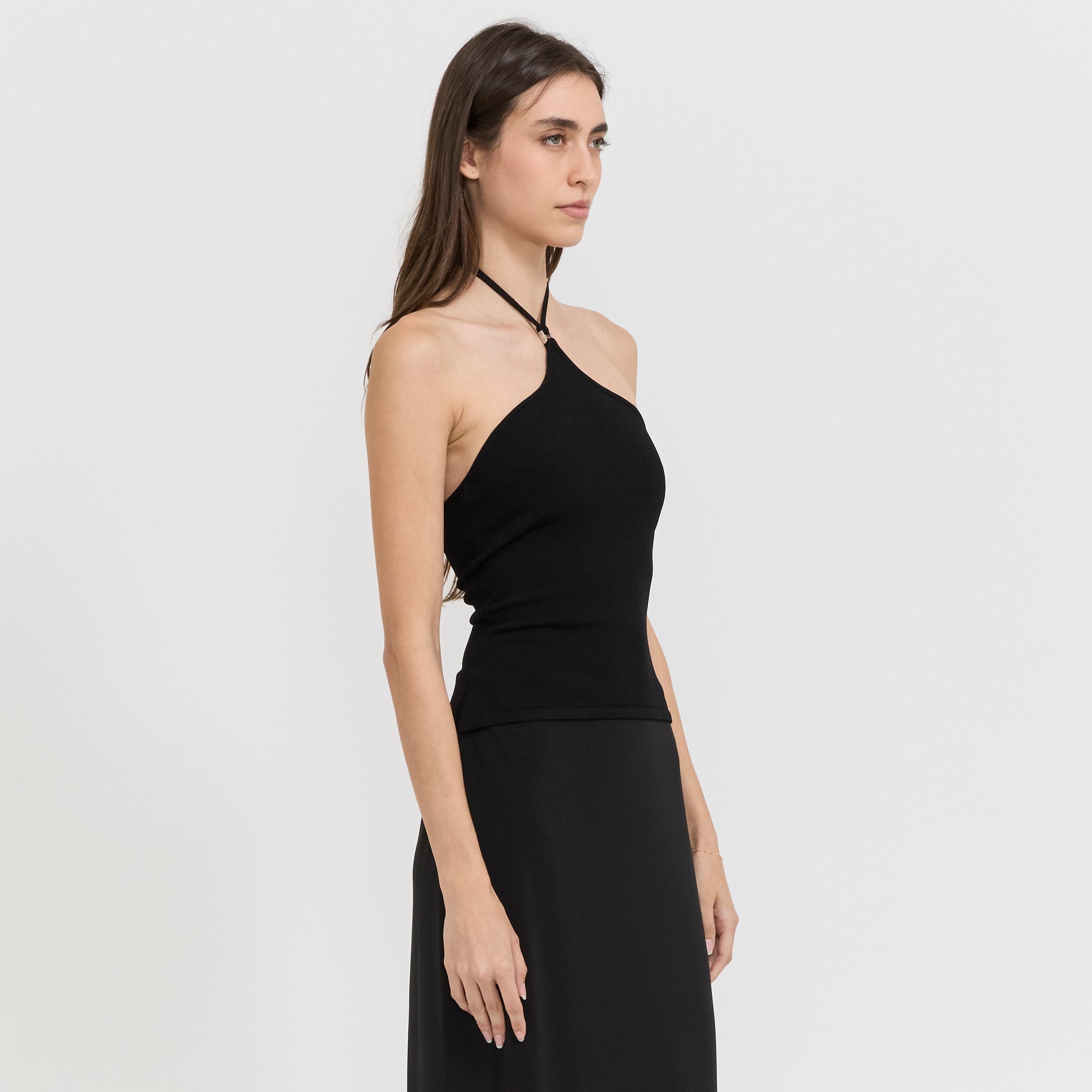 Paris Georgia | Halter Hardware Top Black Knitwear | Maplestore