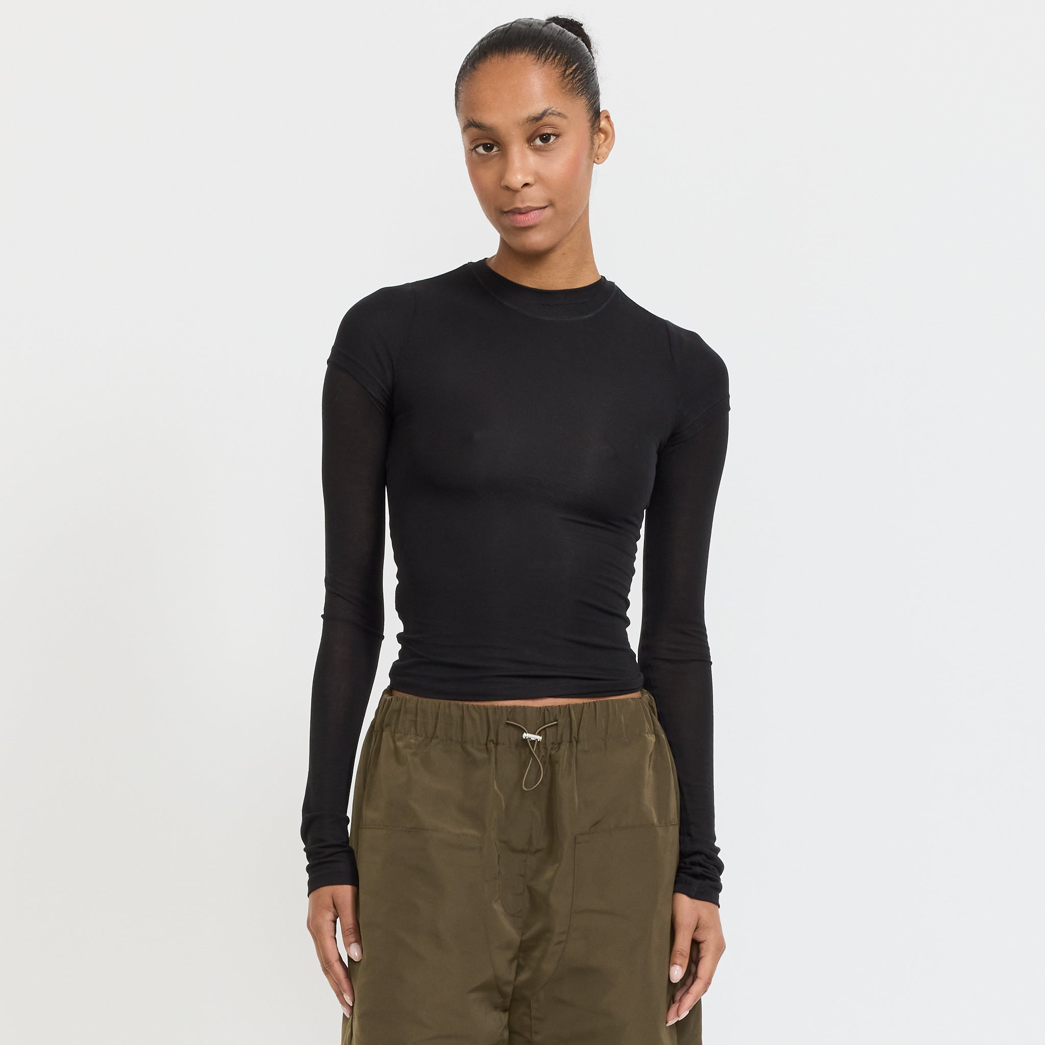 Paris Georgia | Sheer Long Sleeve Top Black | Maplestore