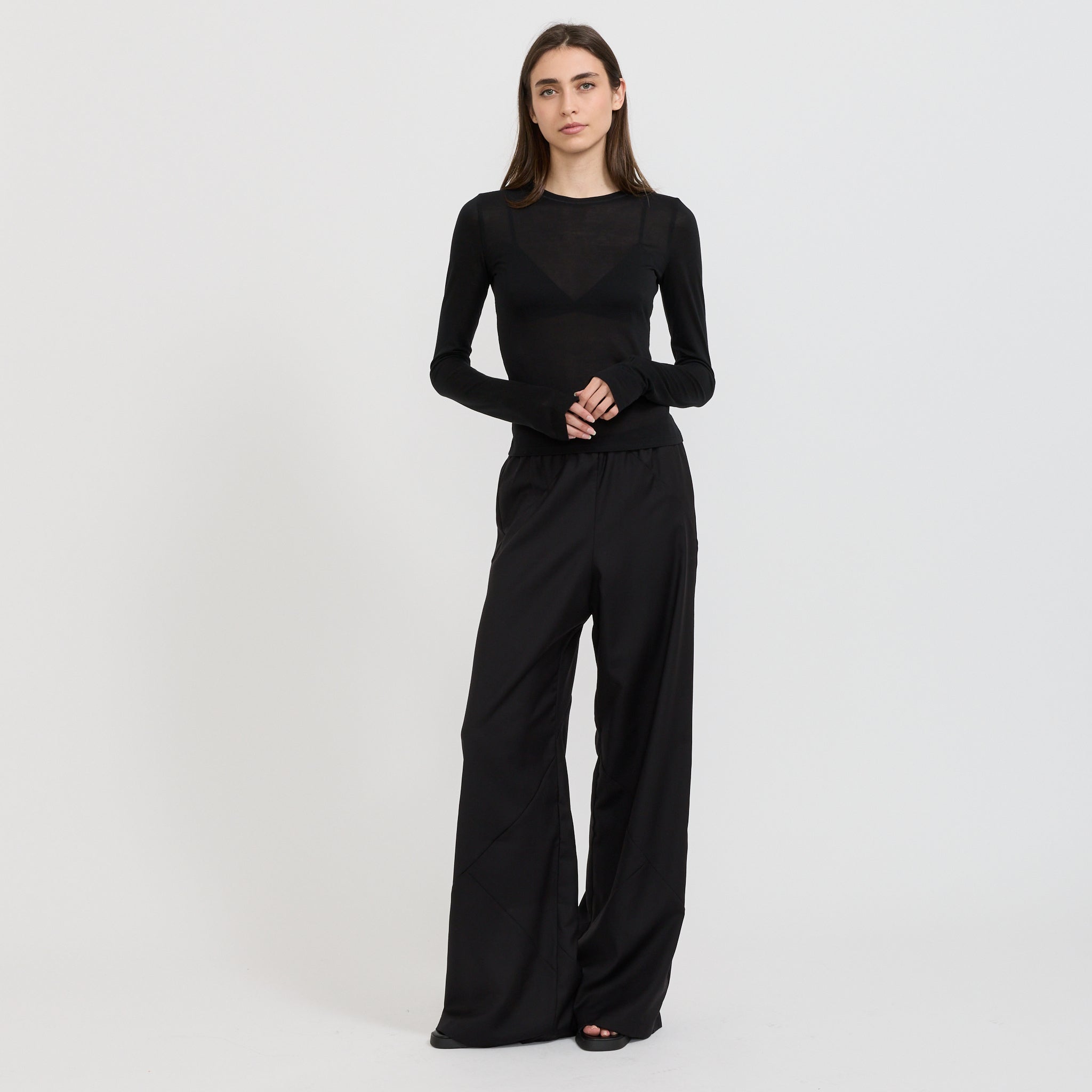 Paris Georgia | Sheer Long Sleeve Top Black | Maplestore