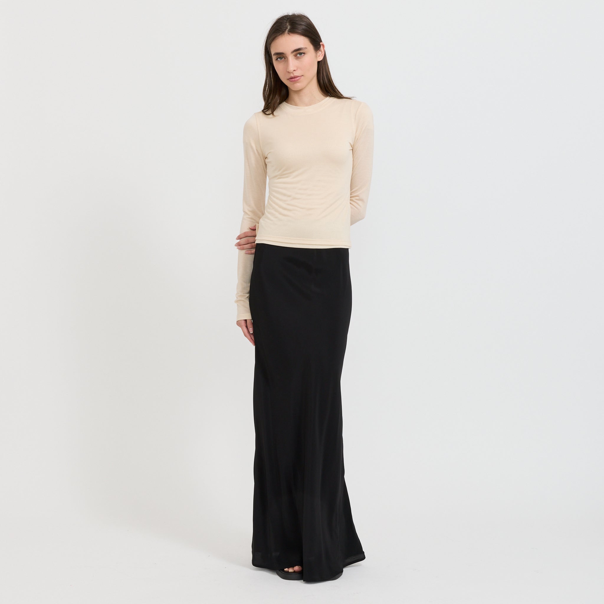 Paris Georgia | Sheer Long Sleeve Top Cream | Maplestore