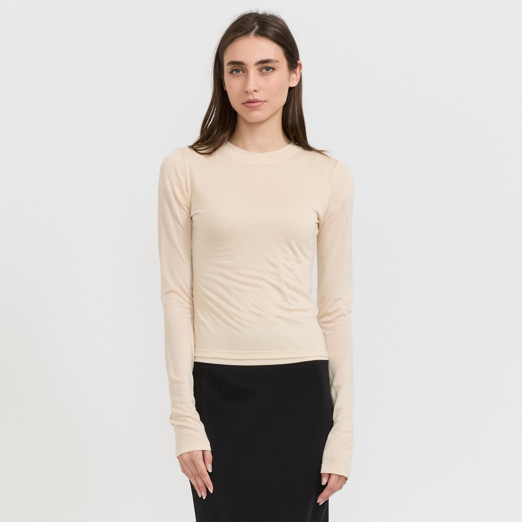 Paris Georgia | Sheer Long Sleeve Top Cream | Maplestore