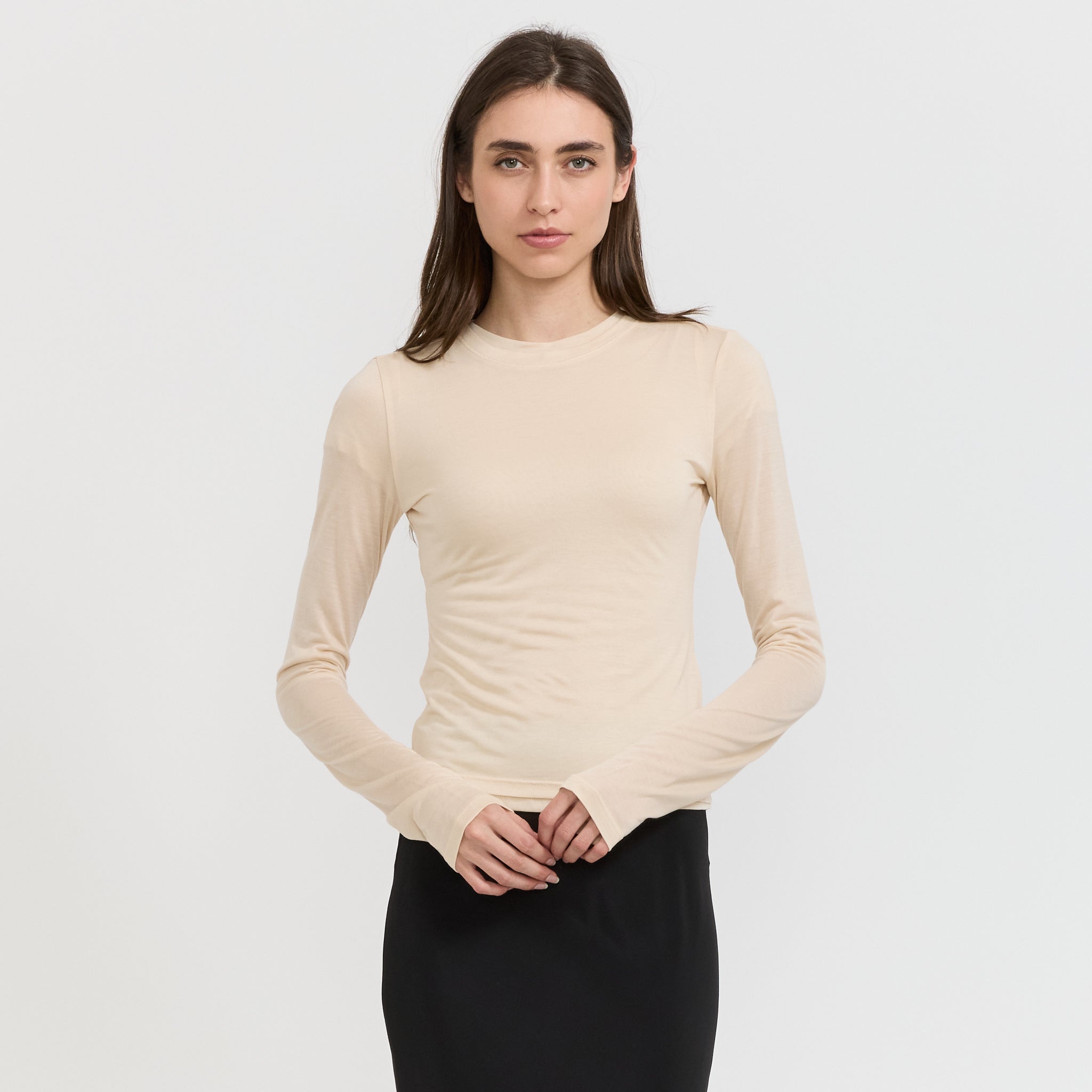 Paris Georgia | Sheer Long Sleeve Top Cream | Maplestore
