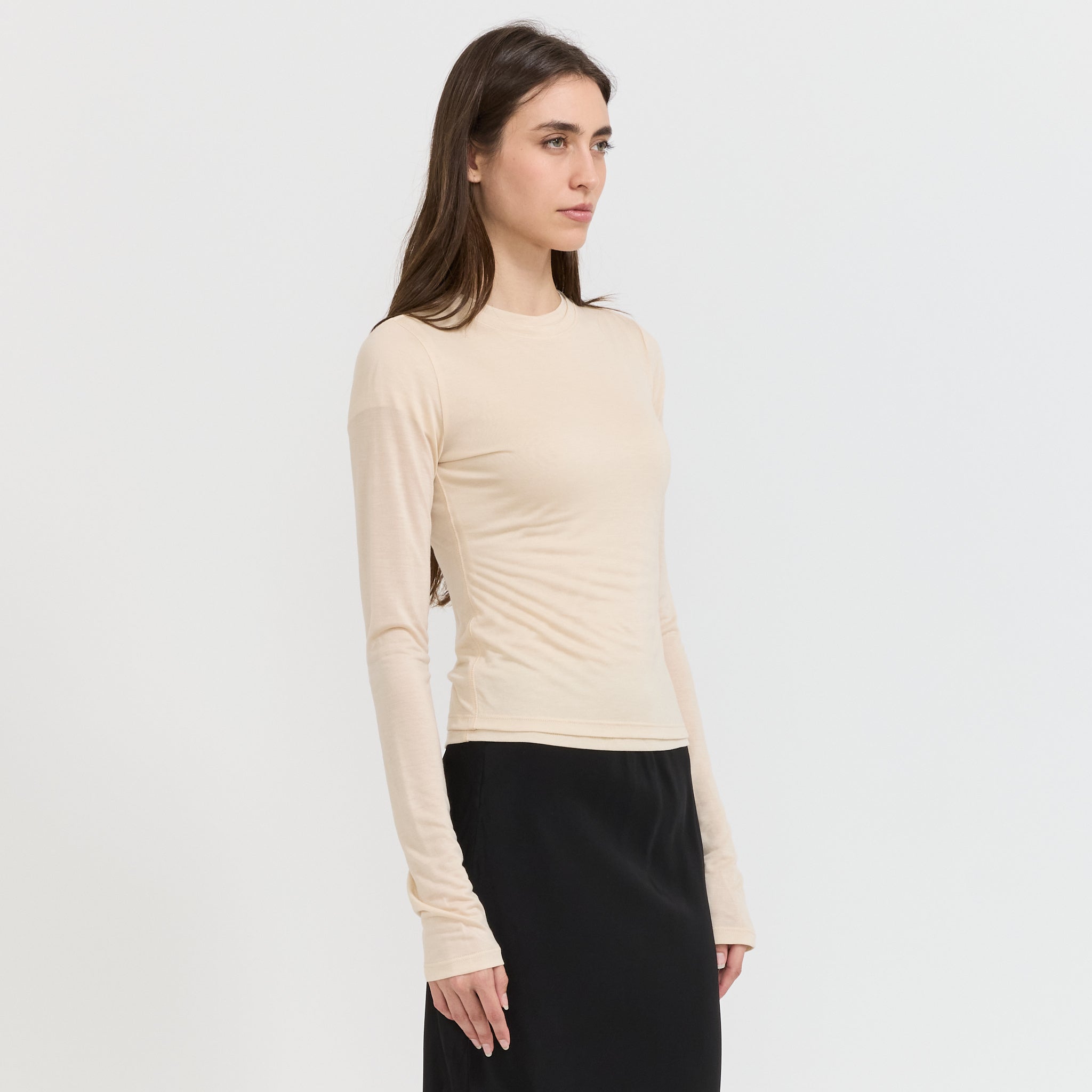 Paris Georgia | Sheer Long Sleeve Top Cream | Maplestore