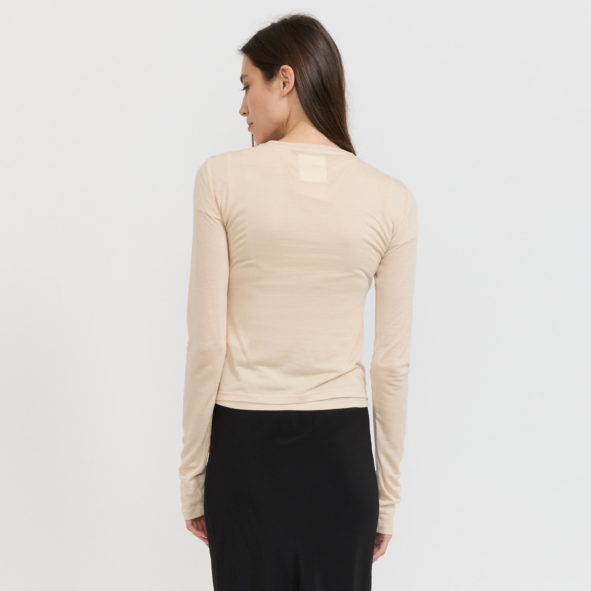 Paris Georgia | Sheer Long Sleeve Top Cream | Maplestore