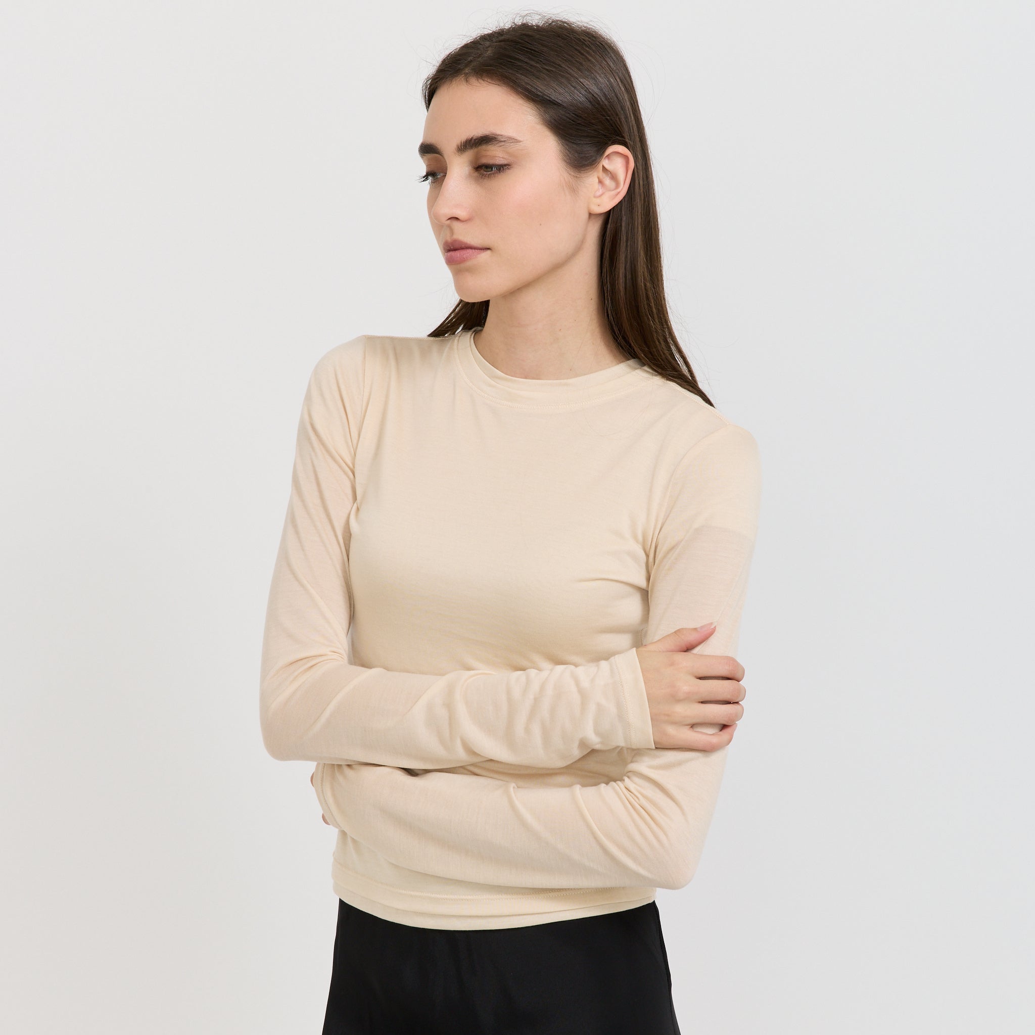 Paris Georgia | Sheer Long Sleeve Top Cream | Maplestore