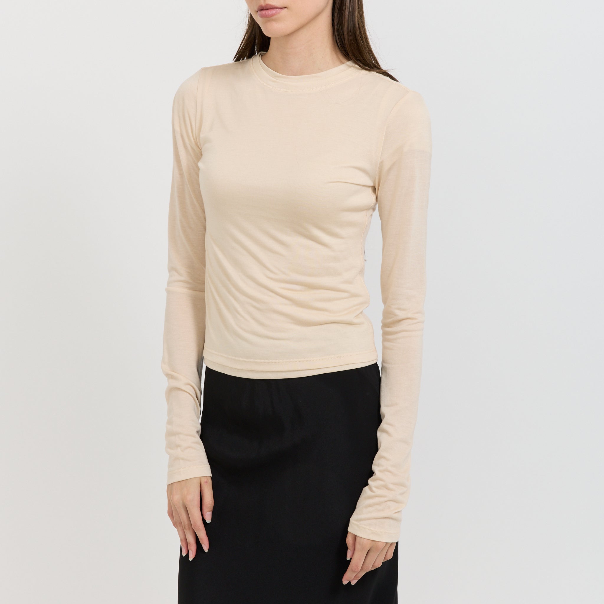 Paris Georgia | Sheer Long Sleeve Top Cream | Maplestore