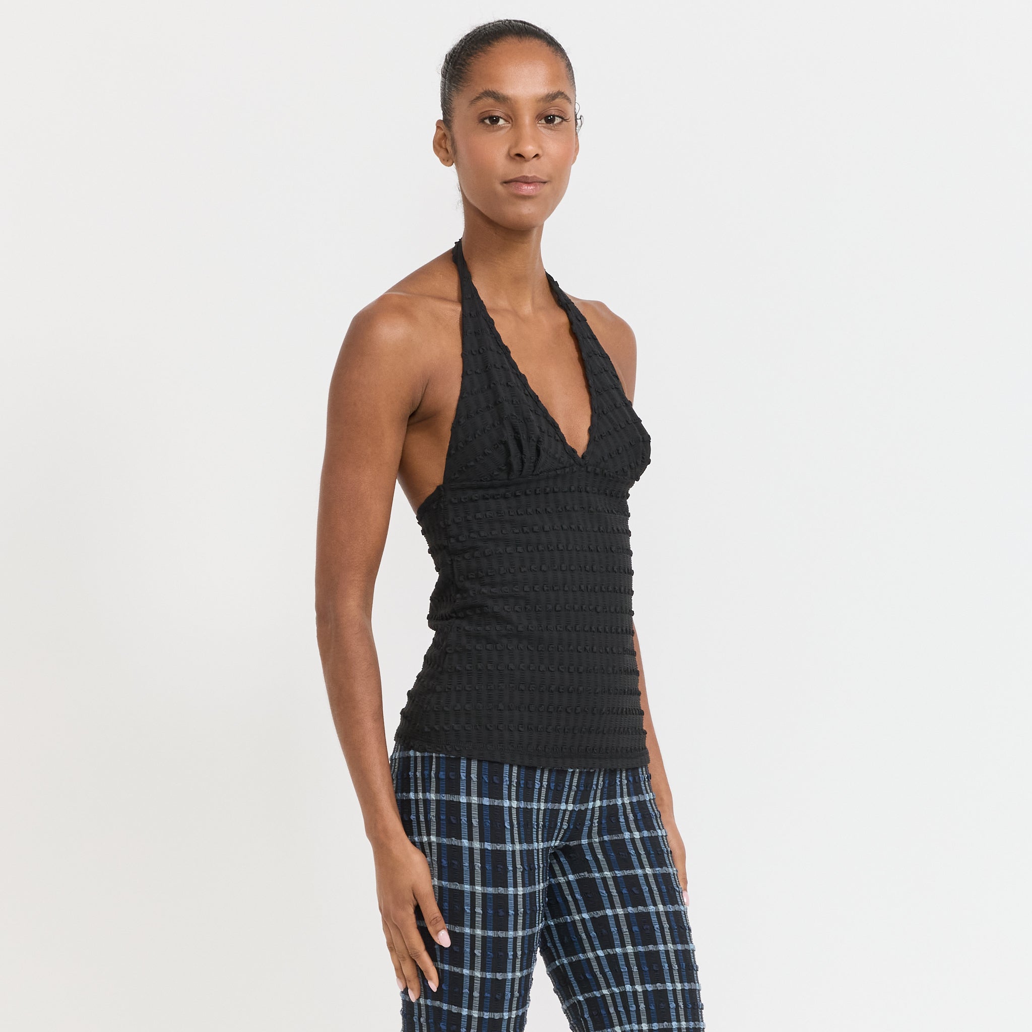Cindy Halter Top Seersucker Black