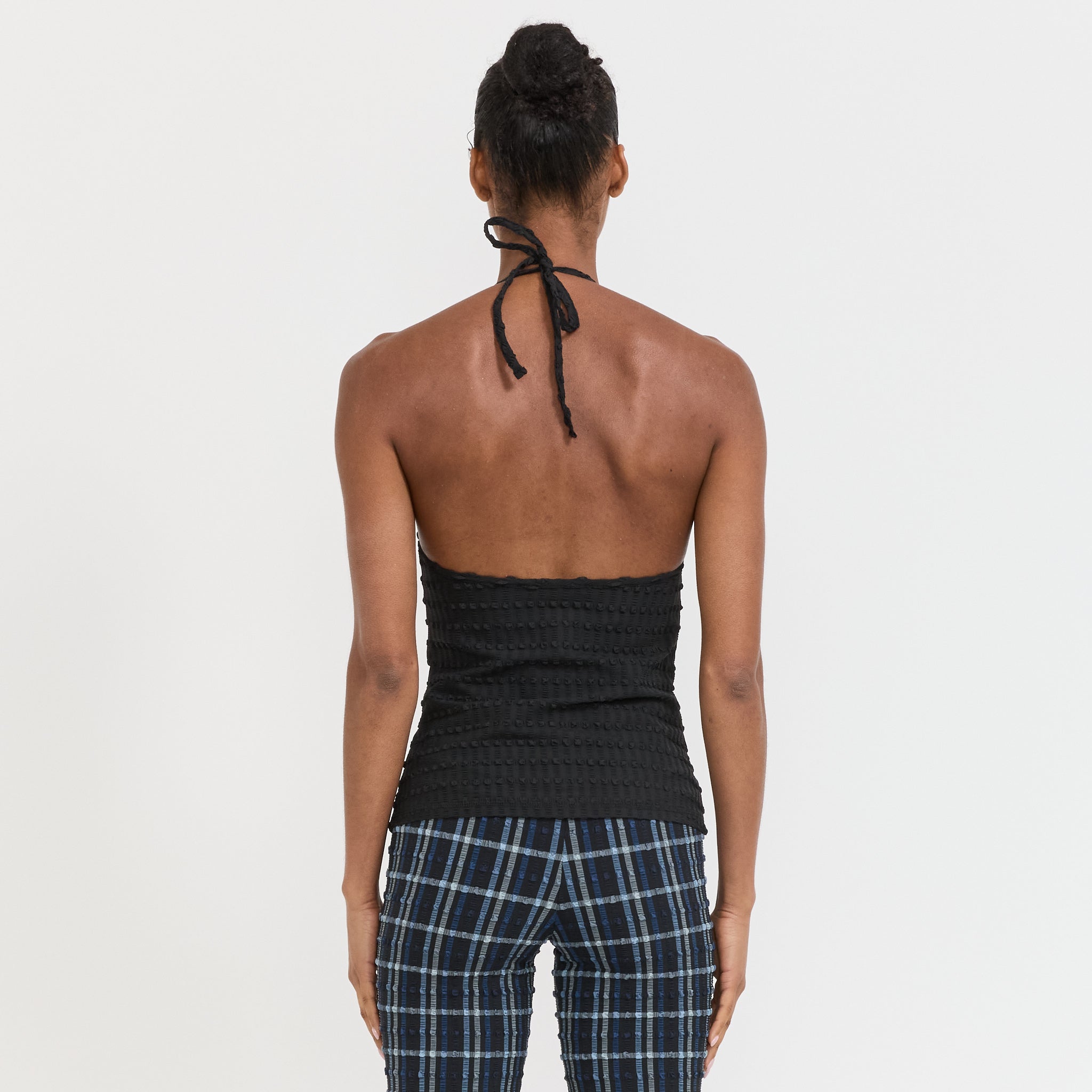 Cindy Halter Top Seersucker Black