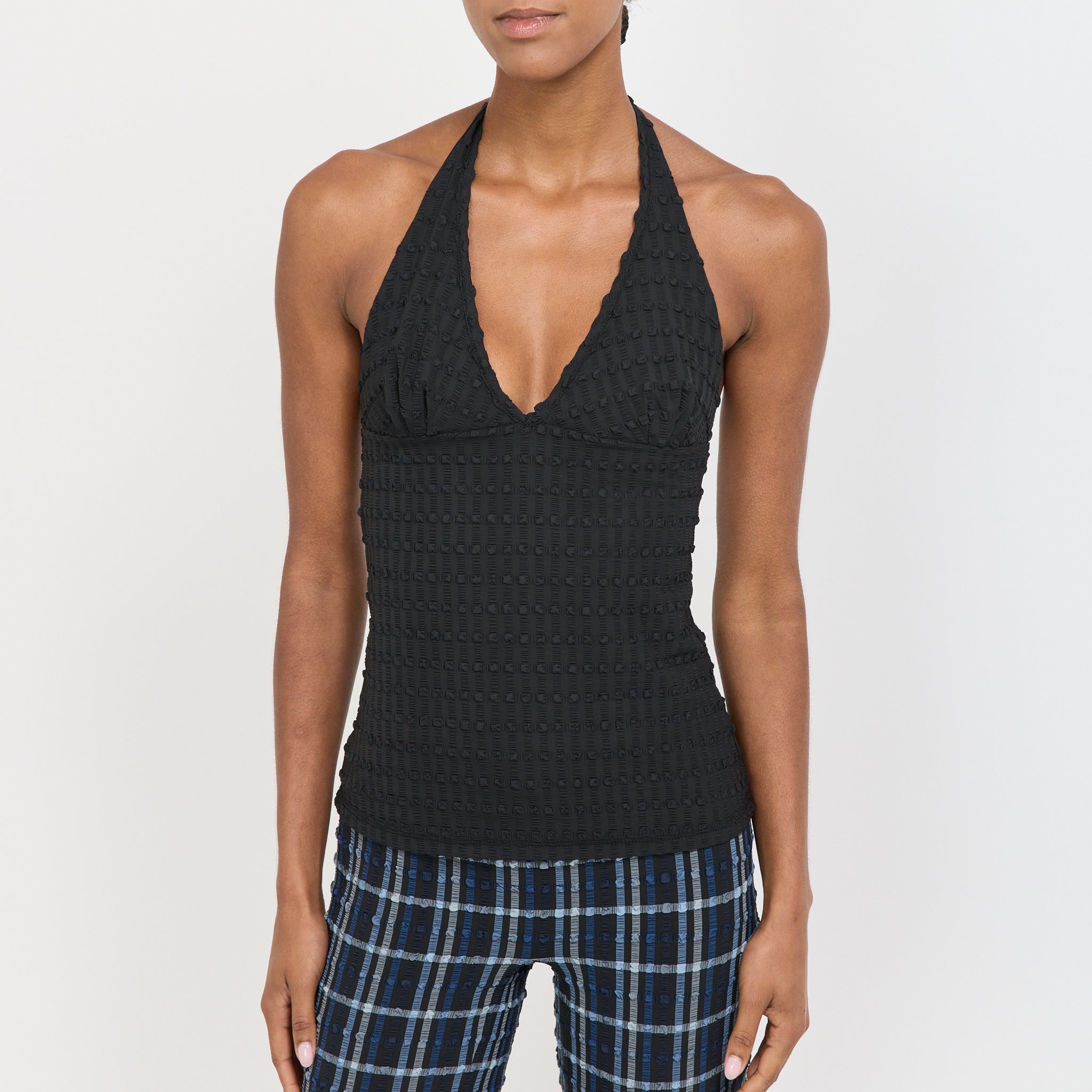 Cindy Halter Top Seersucker Black
