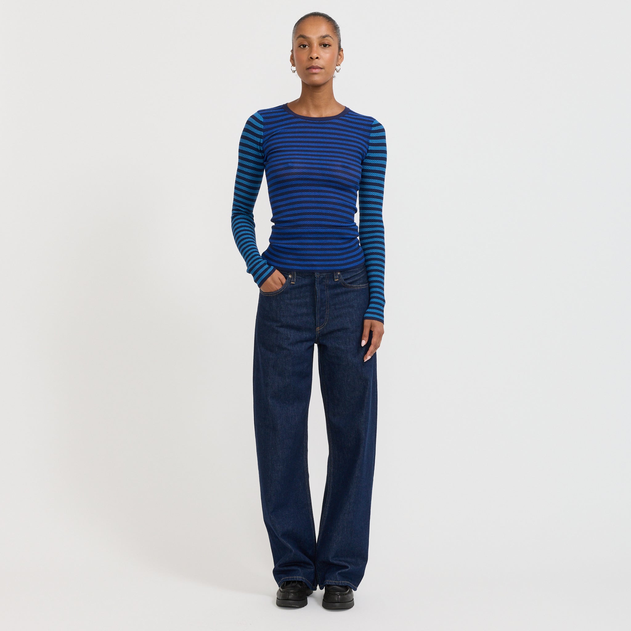 Peachy Den | Elise Stripe Top Navy Stripe | Maplestore