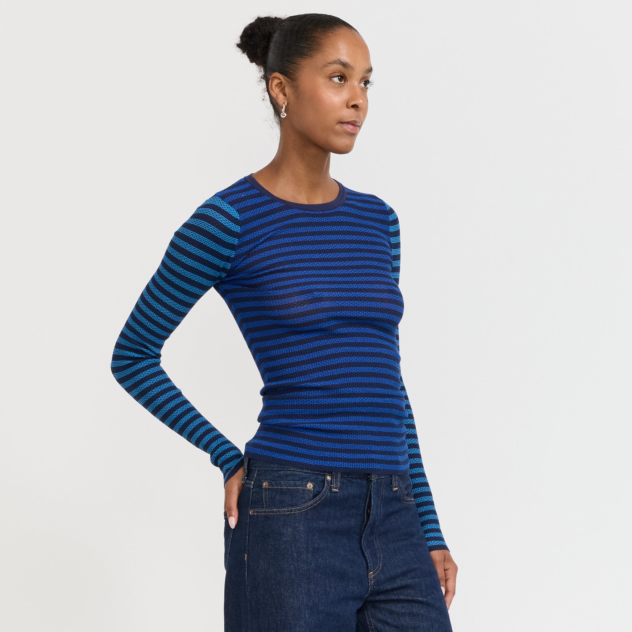 Peachy Den | Elise Stripe Top Navy Stripe | Maplestore