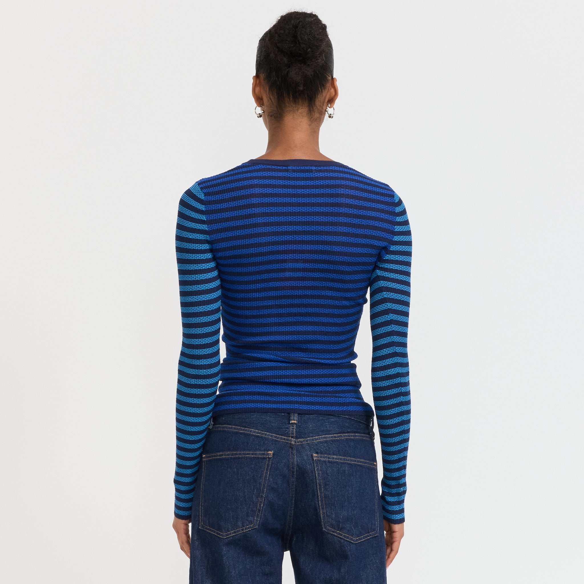 Peachy Den | Elise Stripe Top Navy Stripe | Maplestore