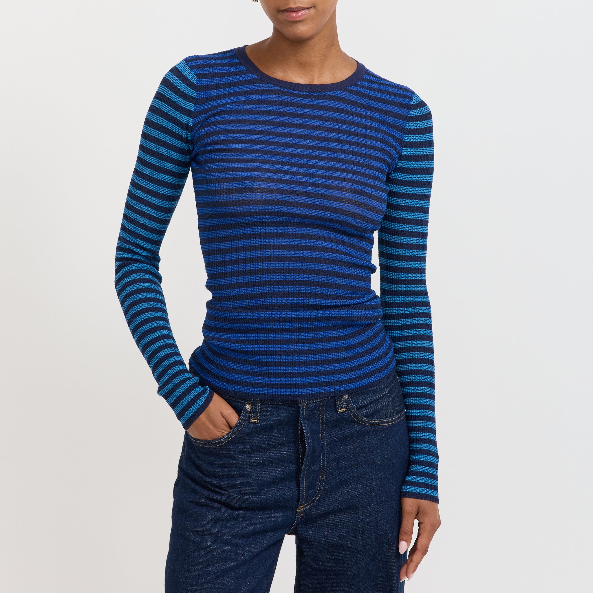 Peachy Den | Elise Stripe Top Navy Stripe | Maplestore