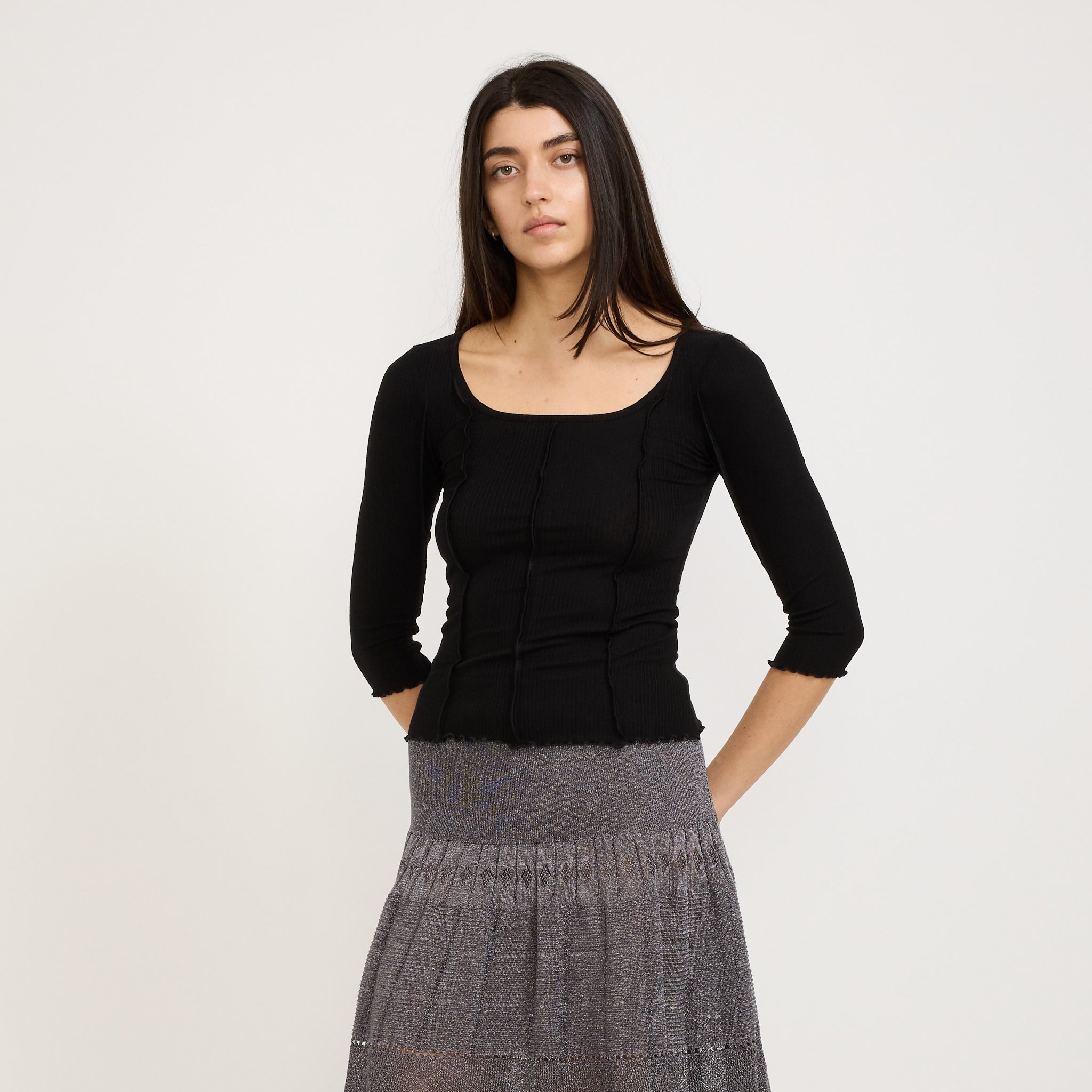 Segment Scoop Top Black