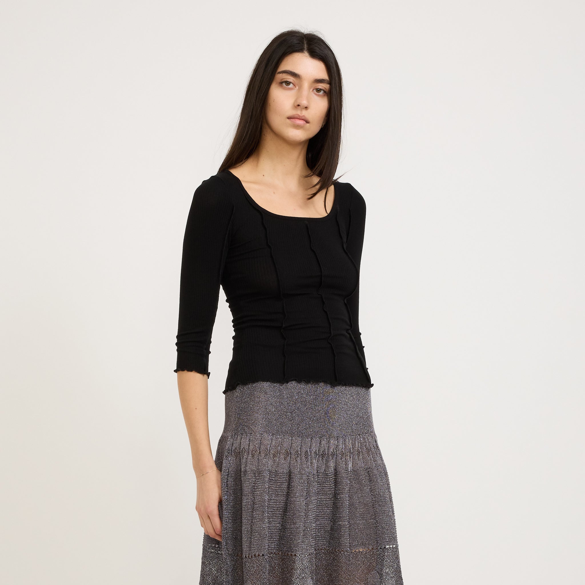 Segment Scoop Top Black