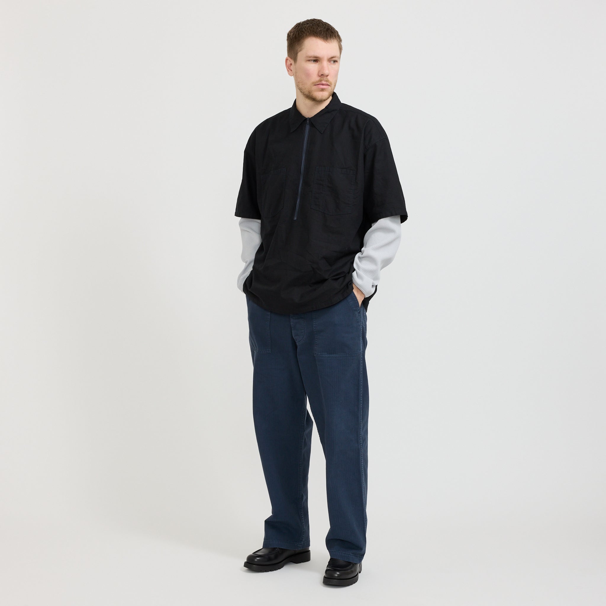 Davis Short Sleeve Half Zip Shirt Navy