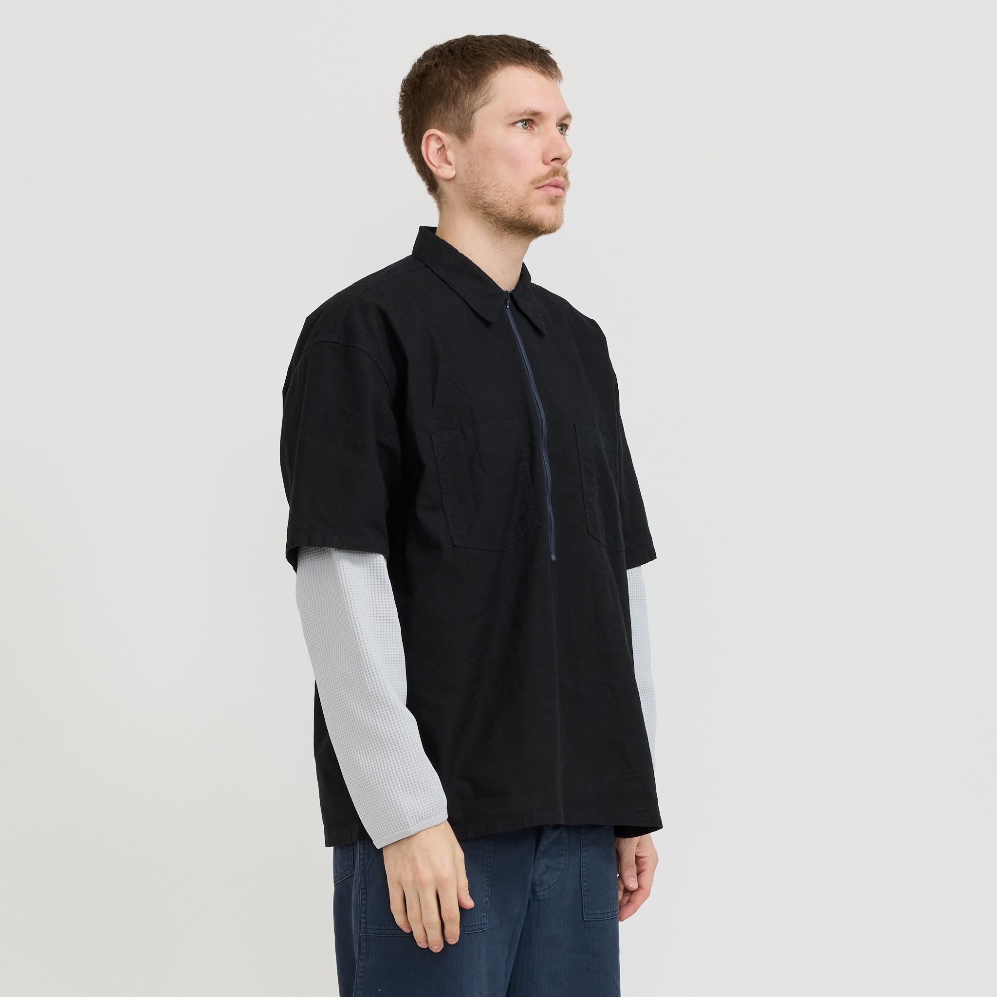 Davis Short Sleeve Half Zip Shirt Navy