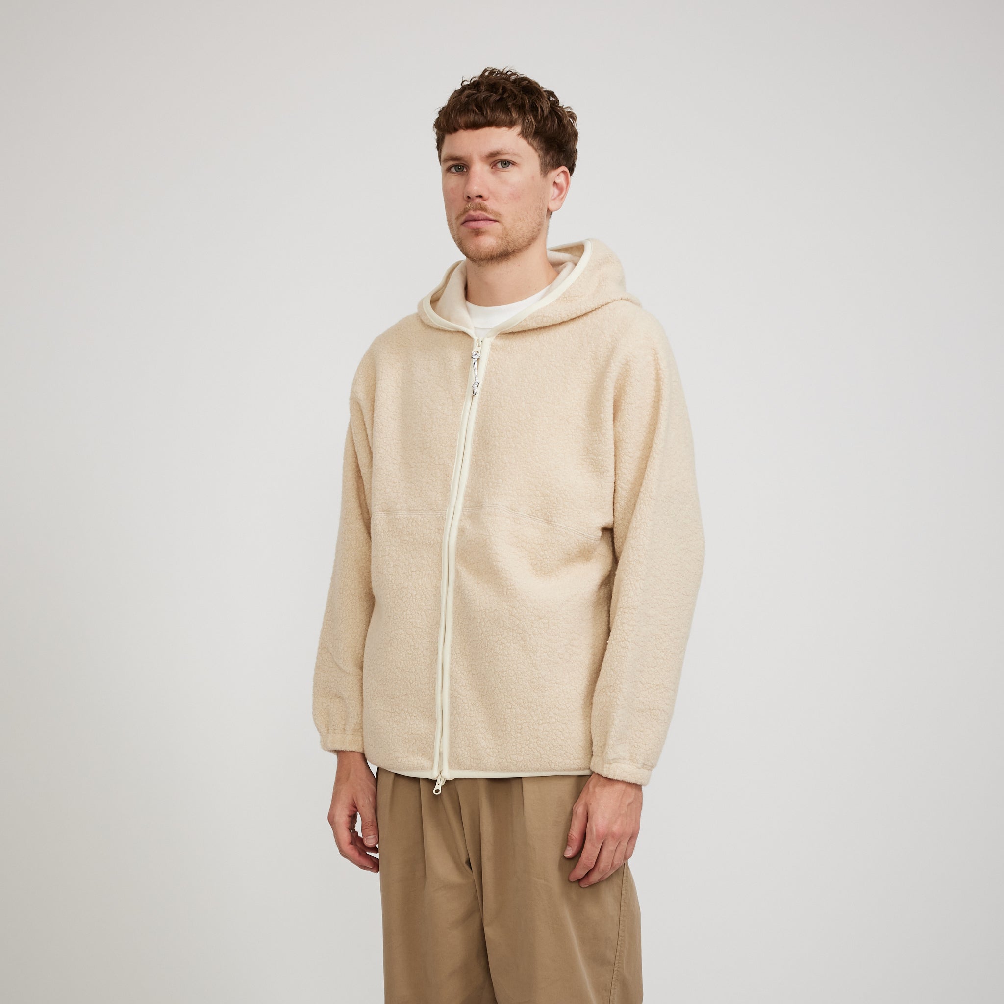 Pilgrim Surf Supply | Leo Wool Fleece Zip Hoodie Natural | Maplestore