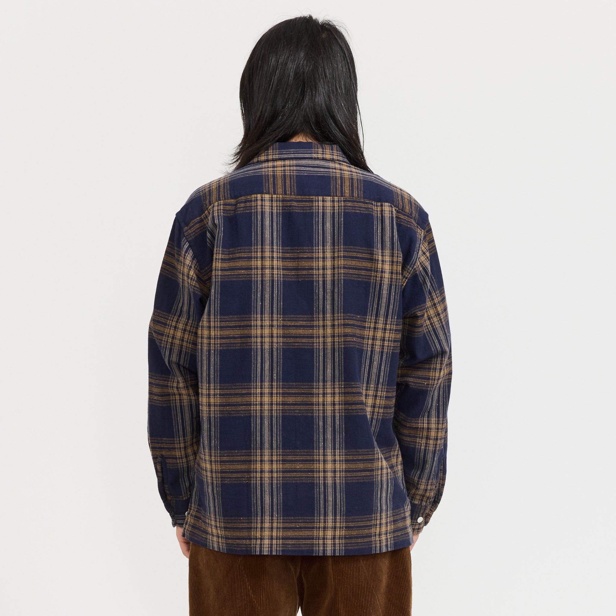 Vincent Nep Herringbone Plaid Shirt Khaki