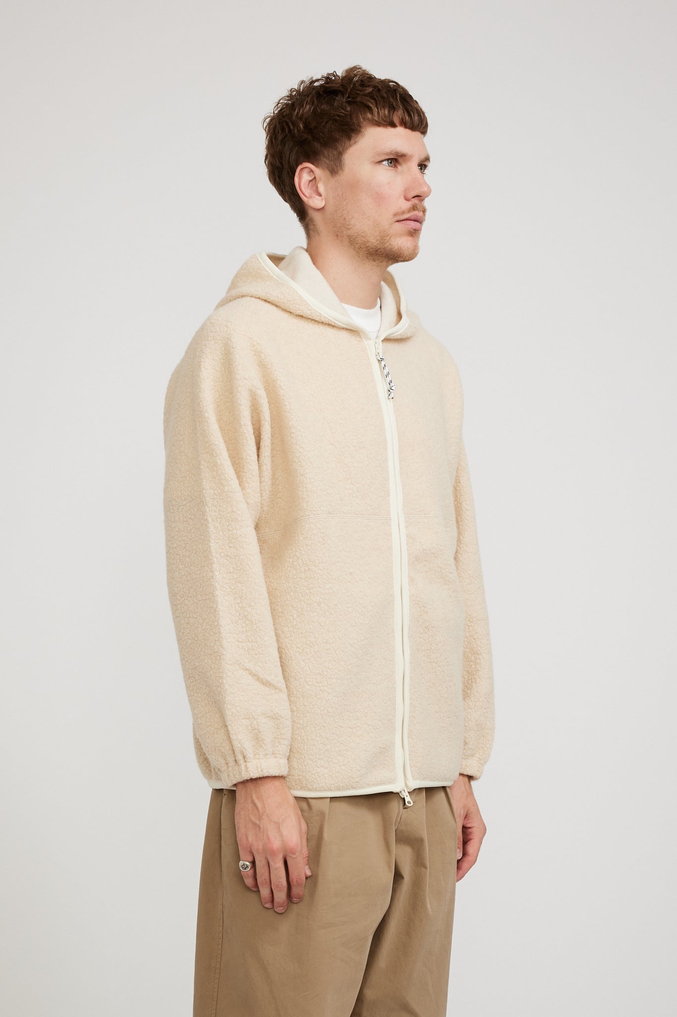 Pilgrim Surf Supply | Leo Wool Fleece Zip Hoodie Natural | Maplestore