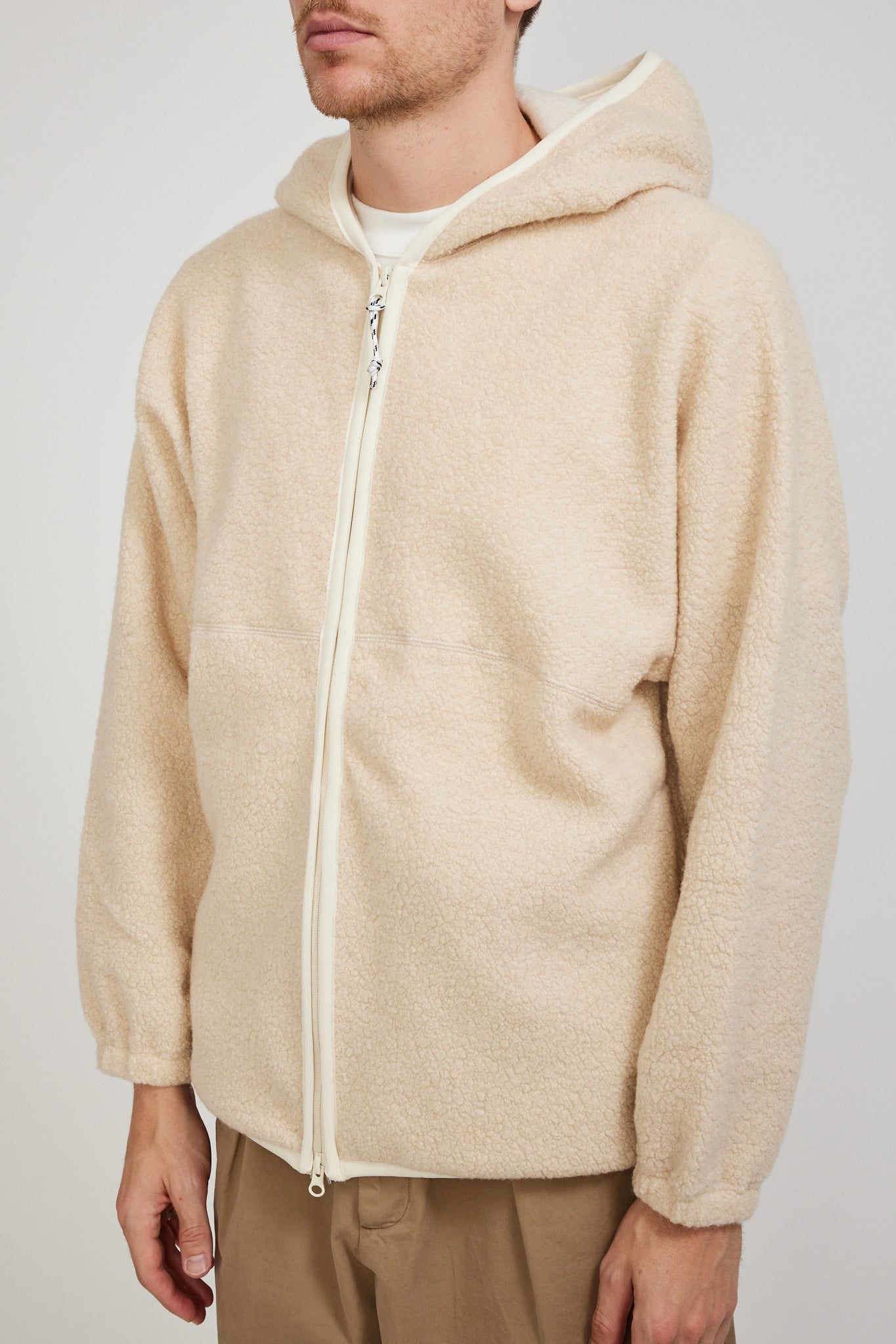 Pilgrim Surf Supply | Leo Wool Fleece Zip Hoodie Natural | Maplestore