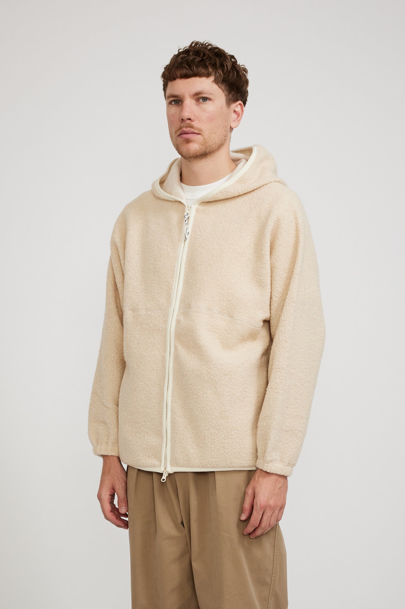 Pilgrim Surf Supply | Leo Wool Fleece Zip Hoodie Natural | Maplestore