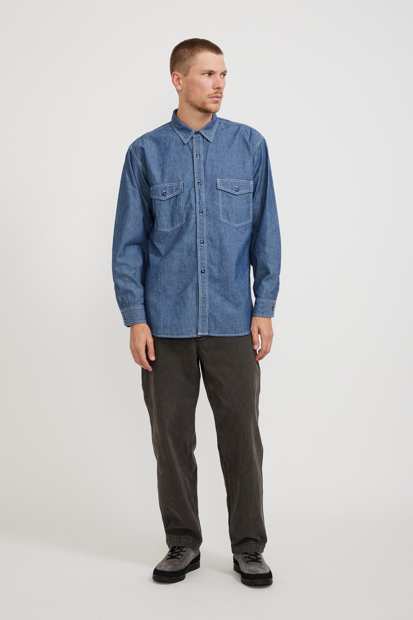 Pilgrim Surf Supply | Rucker Chambray Shirt Blue | Maplestore