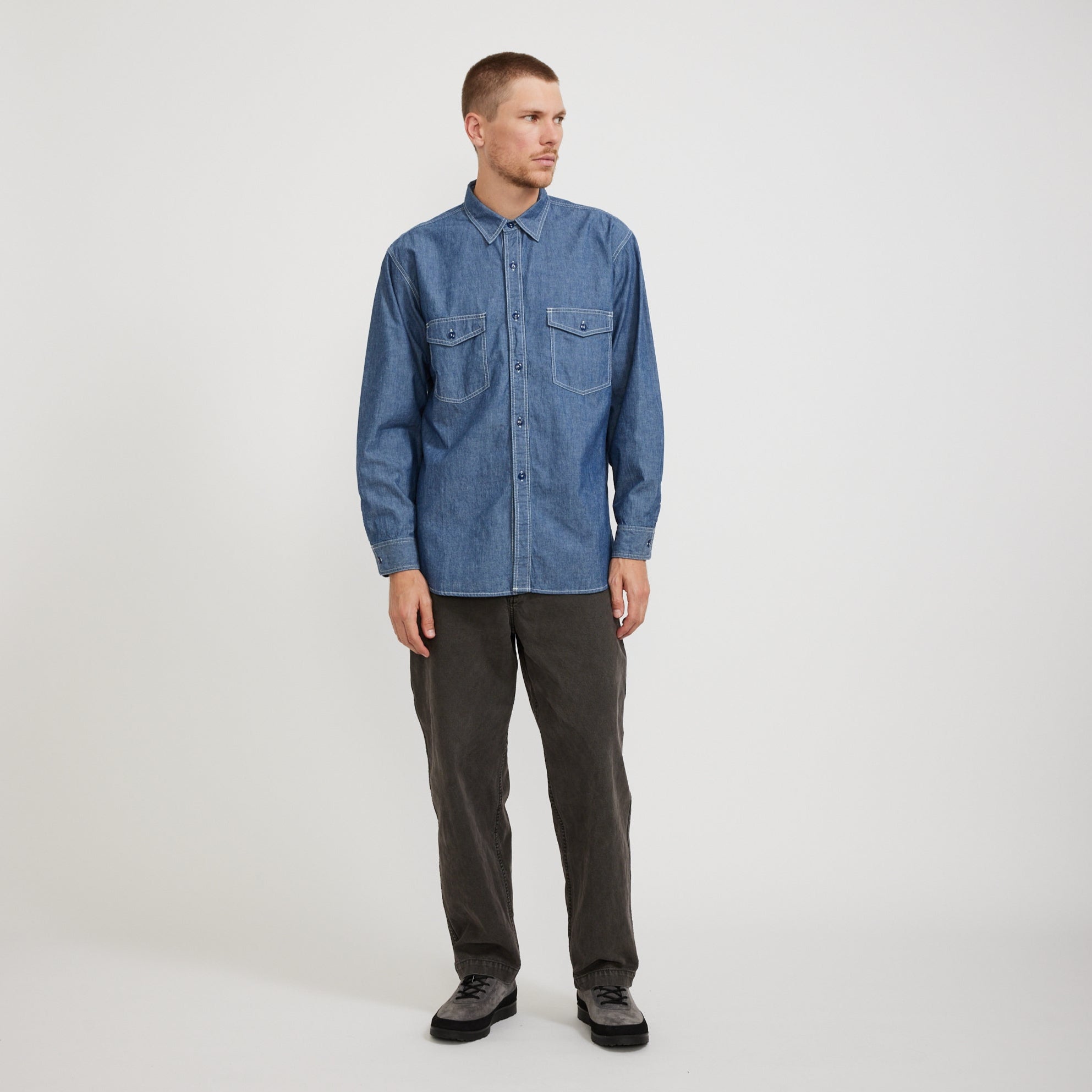 Pilgrim Surf Supply | Rucker Chambray Shirt Blue | Maplestore