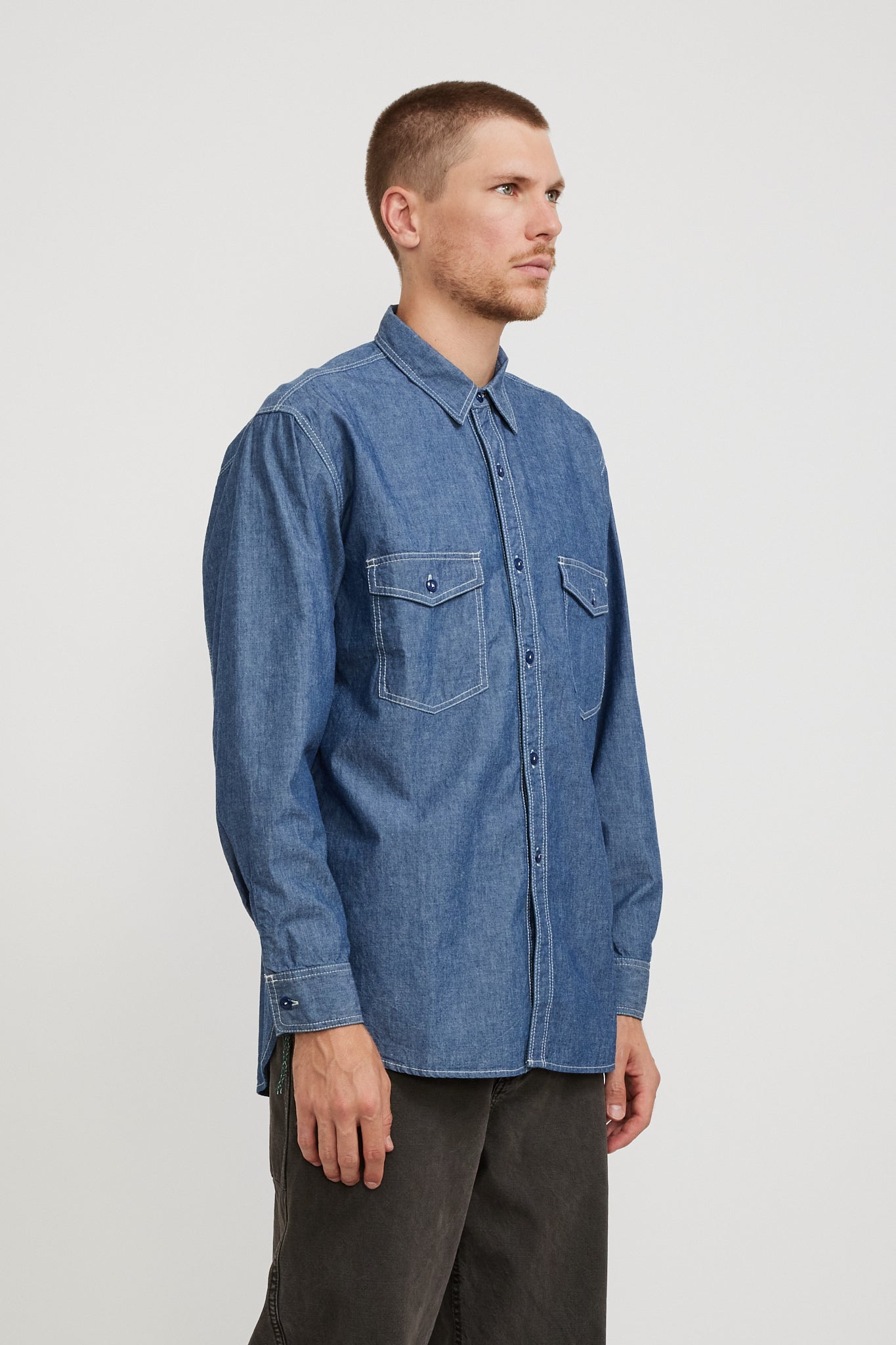 Pilgrim Surf Supply | Rucker Chambray Shirt Blue | Maplestore