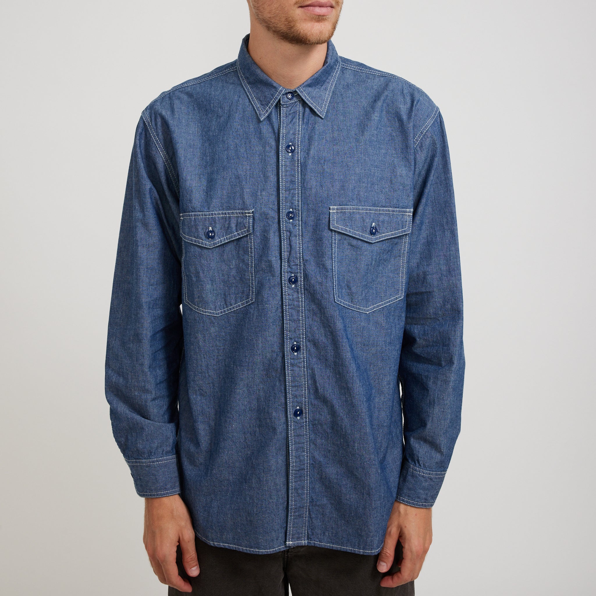 Pilgrim Surf Supply | Rucker Chambray Shirt Blue | Maplestore