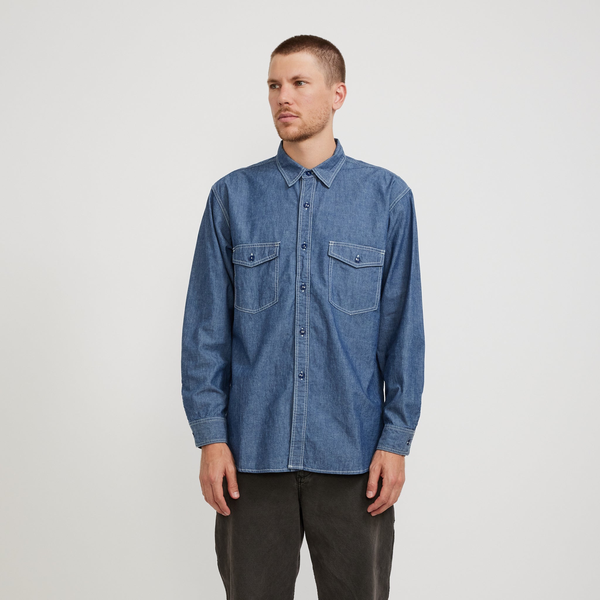 Pilgrim Surf Supply Rucker Chambray Shirt Blue Maplestore